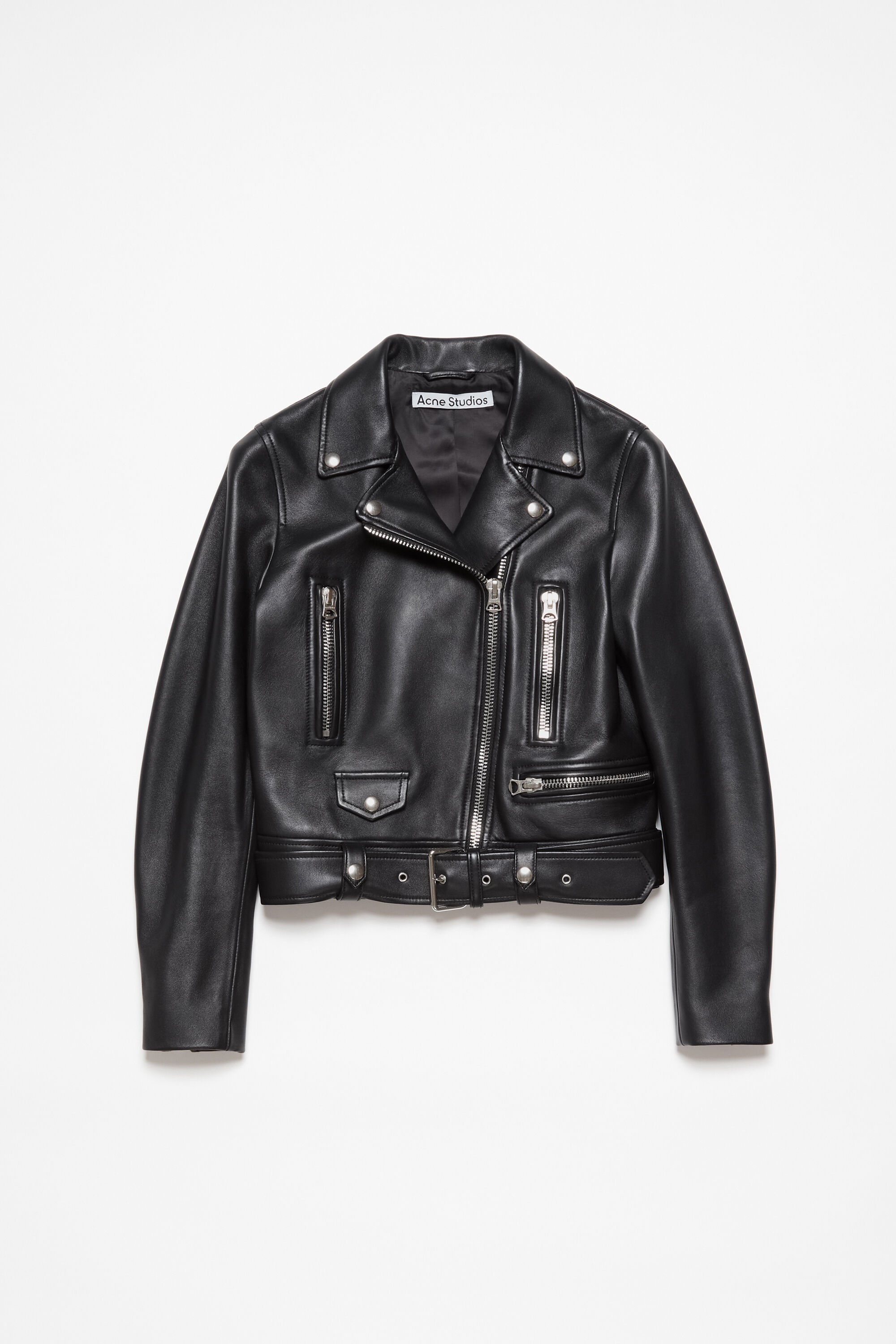 Leather biker jacket - Black - 7