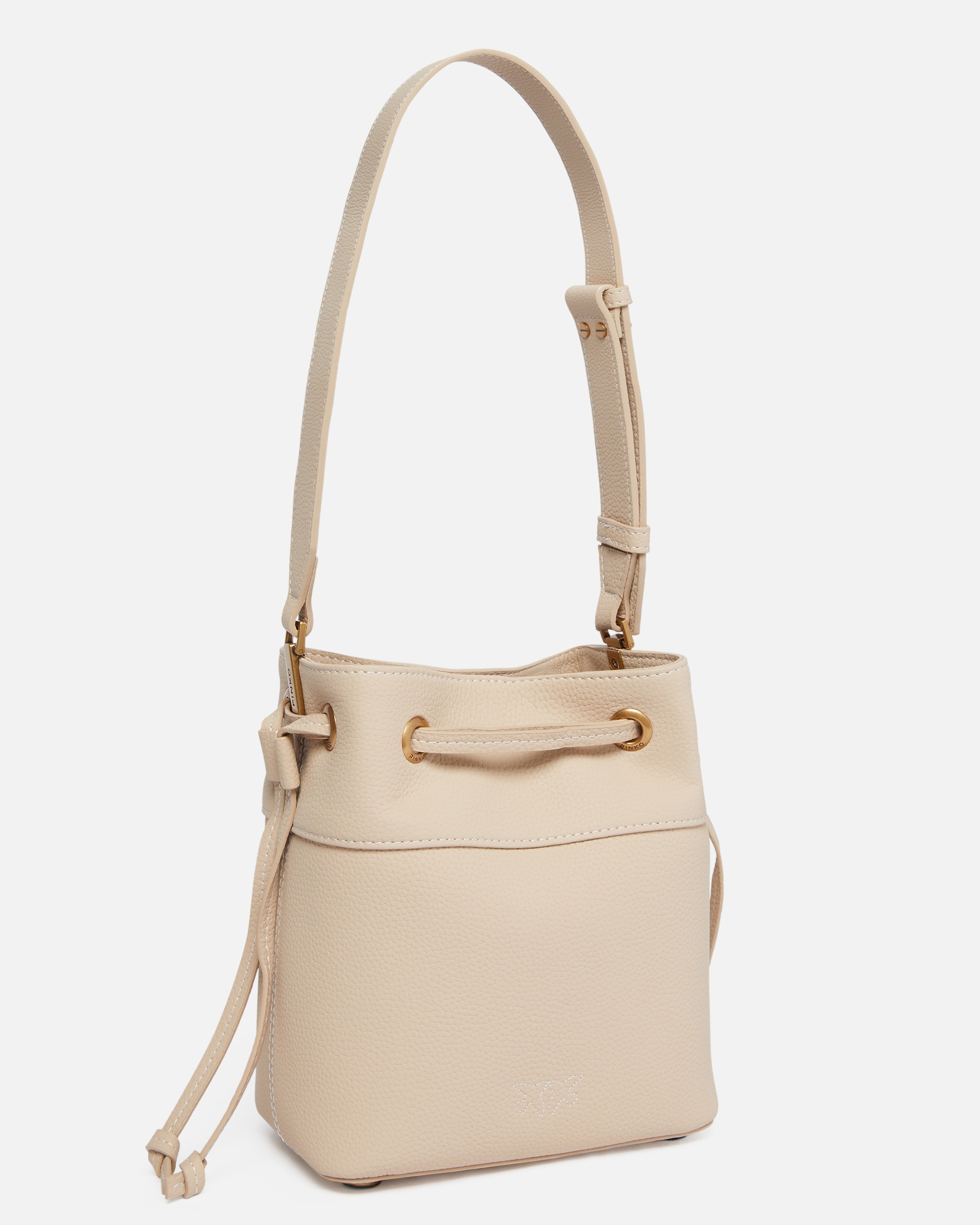 SMALL LEATHER BUCKET BAG WITH SHOULDER STRAP - 2