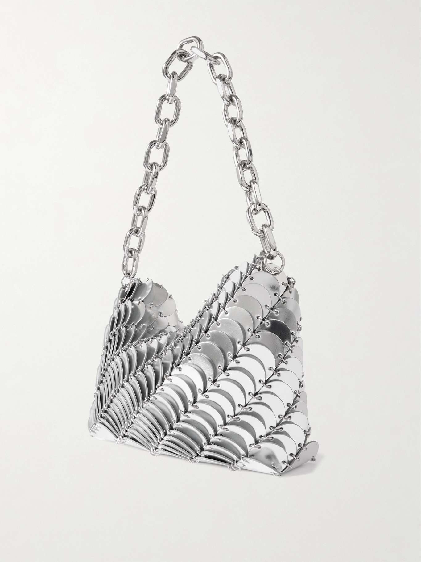 Embellished metallic leather shoulder bag Silver - 3