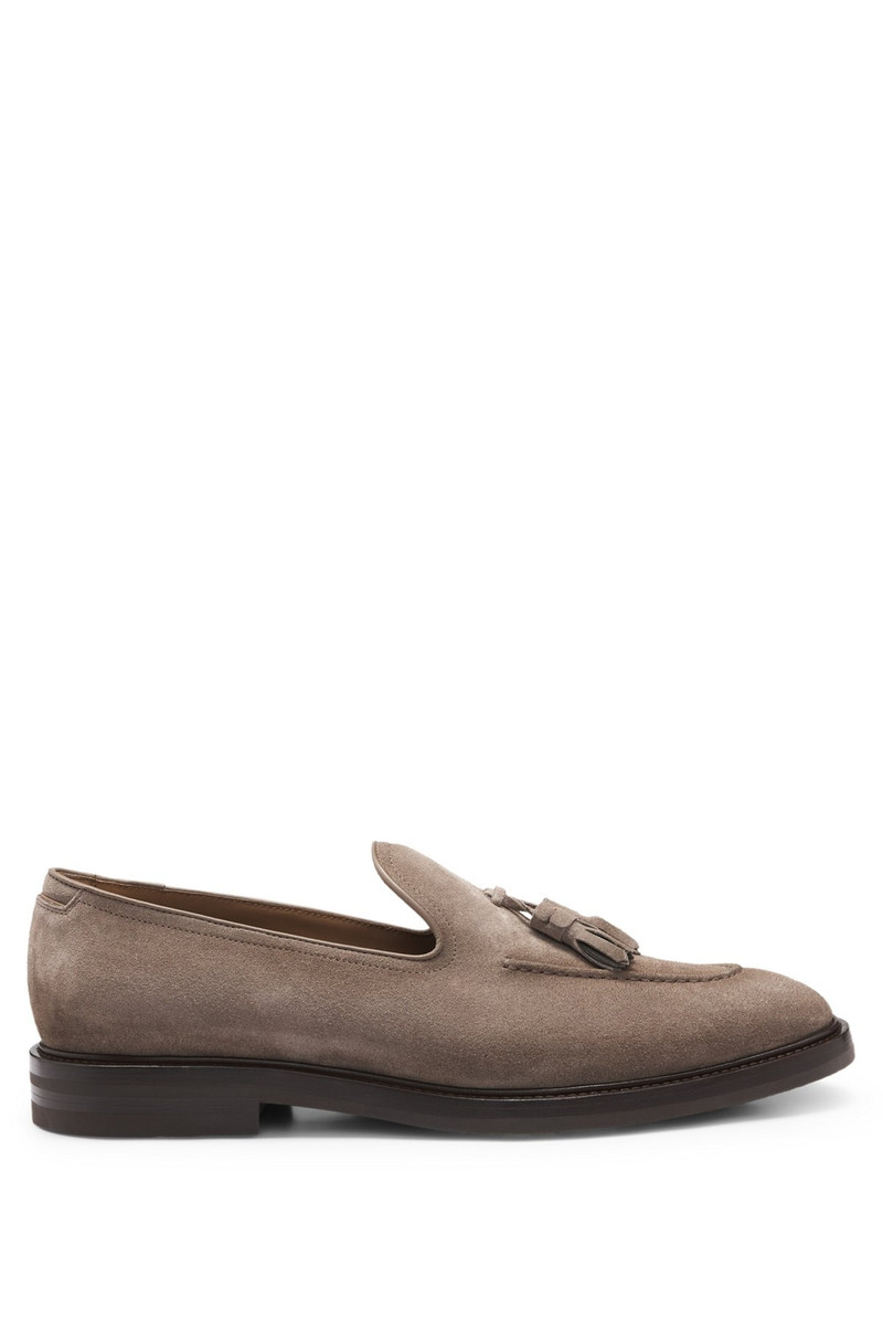SUEDE LOAFERS WITH TASSEL TRIM 1