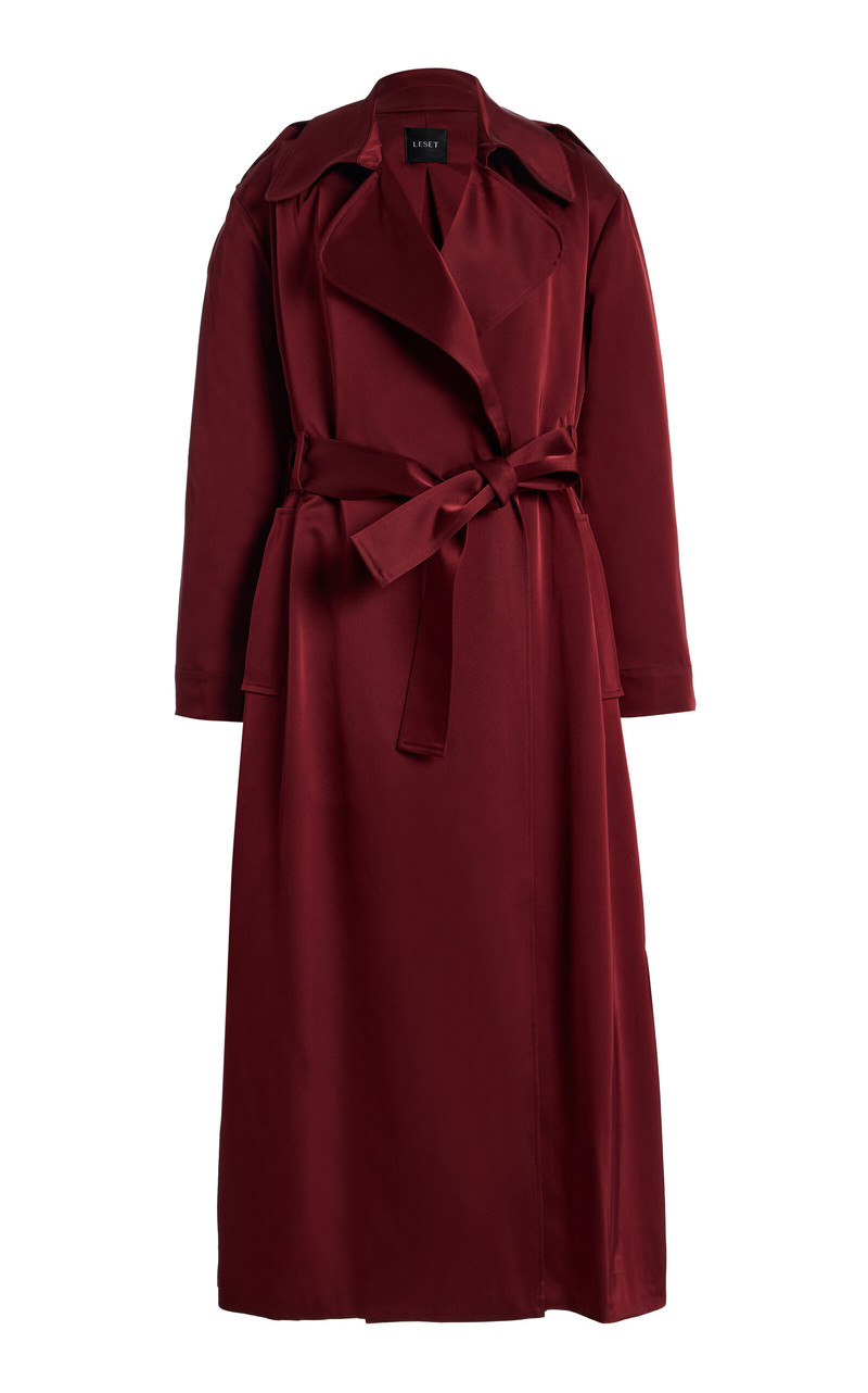 Barb Satin Trench Coat burgundy 1
