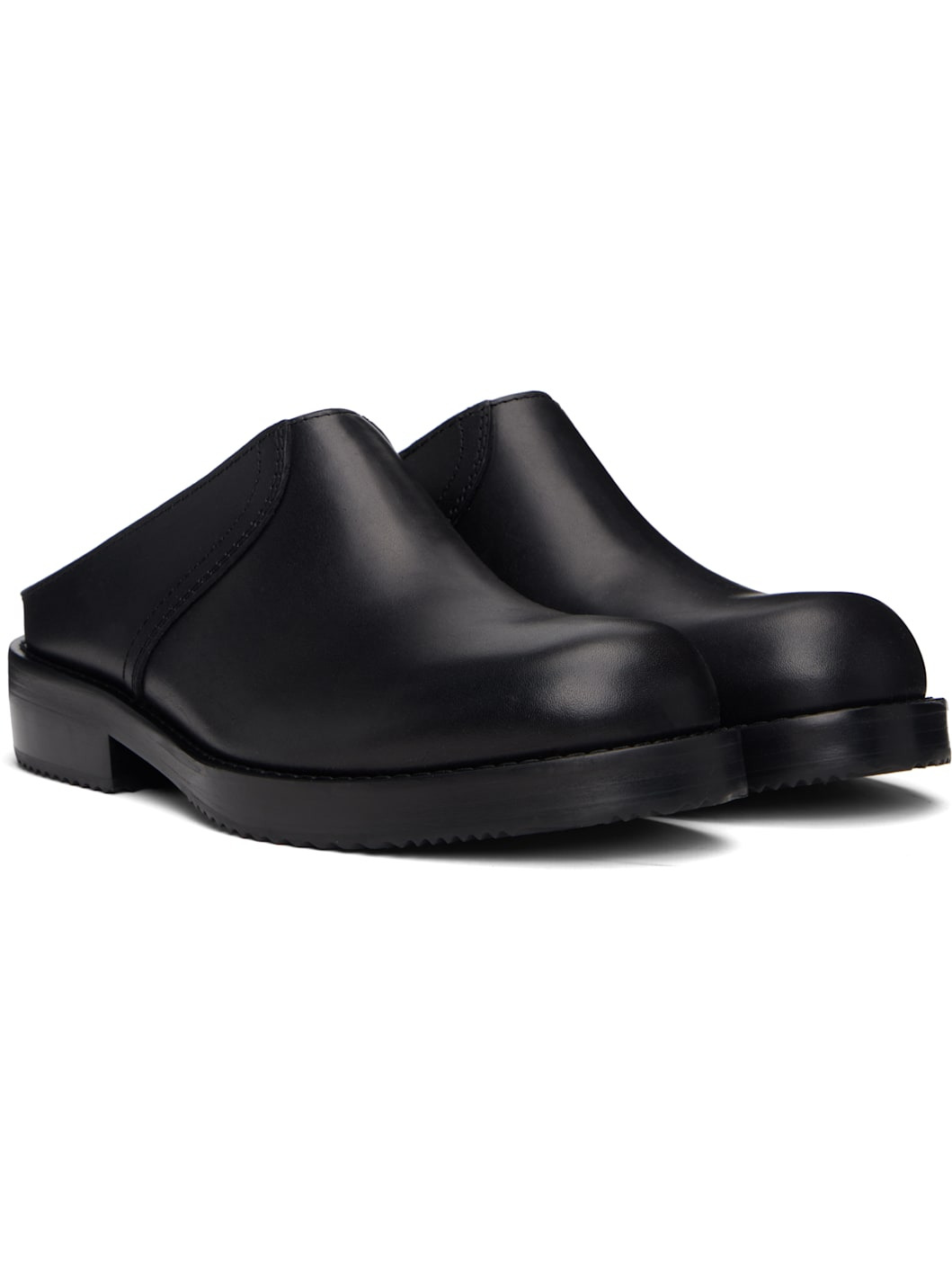 Black Leather Clogs - 4