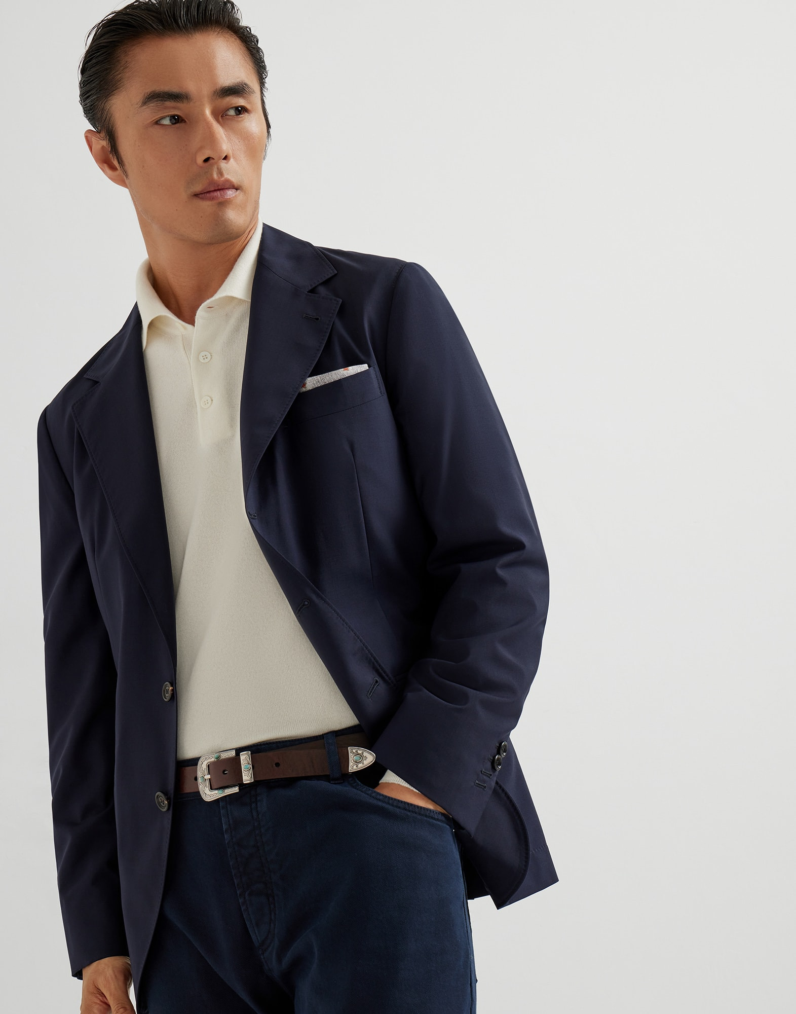 Super 150s lightweight wool and silk deconstructed blazer - 4
