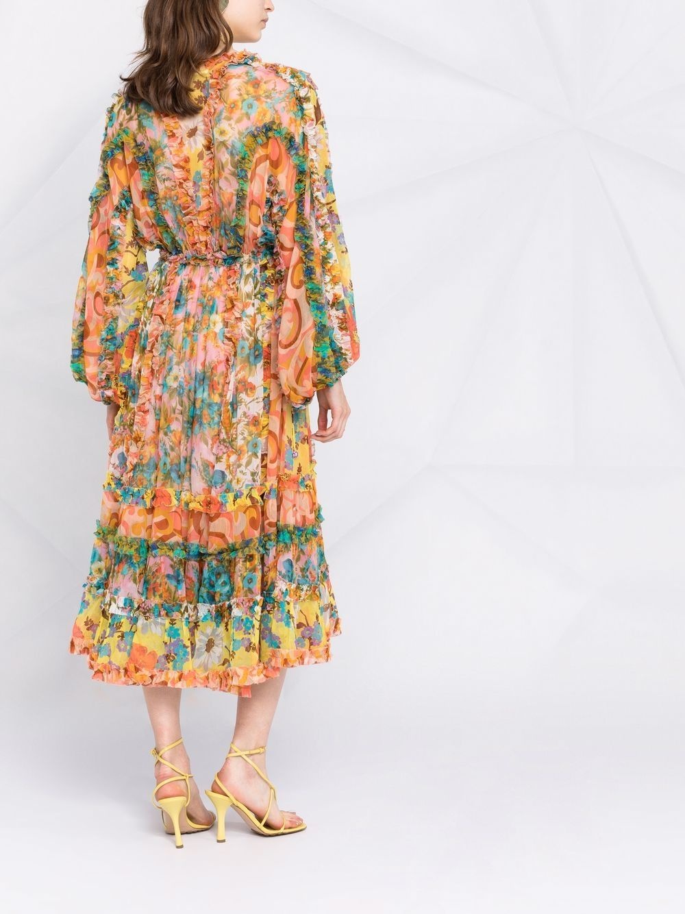 floral-print flared midi dress - 4