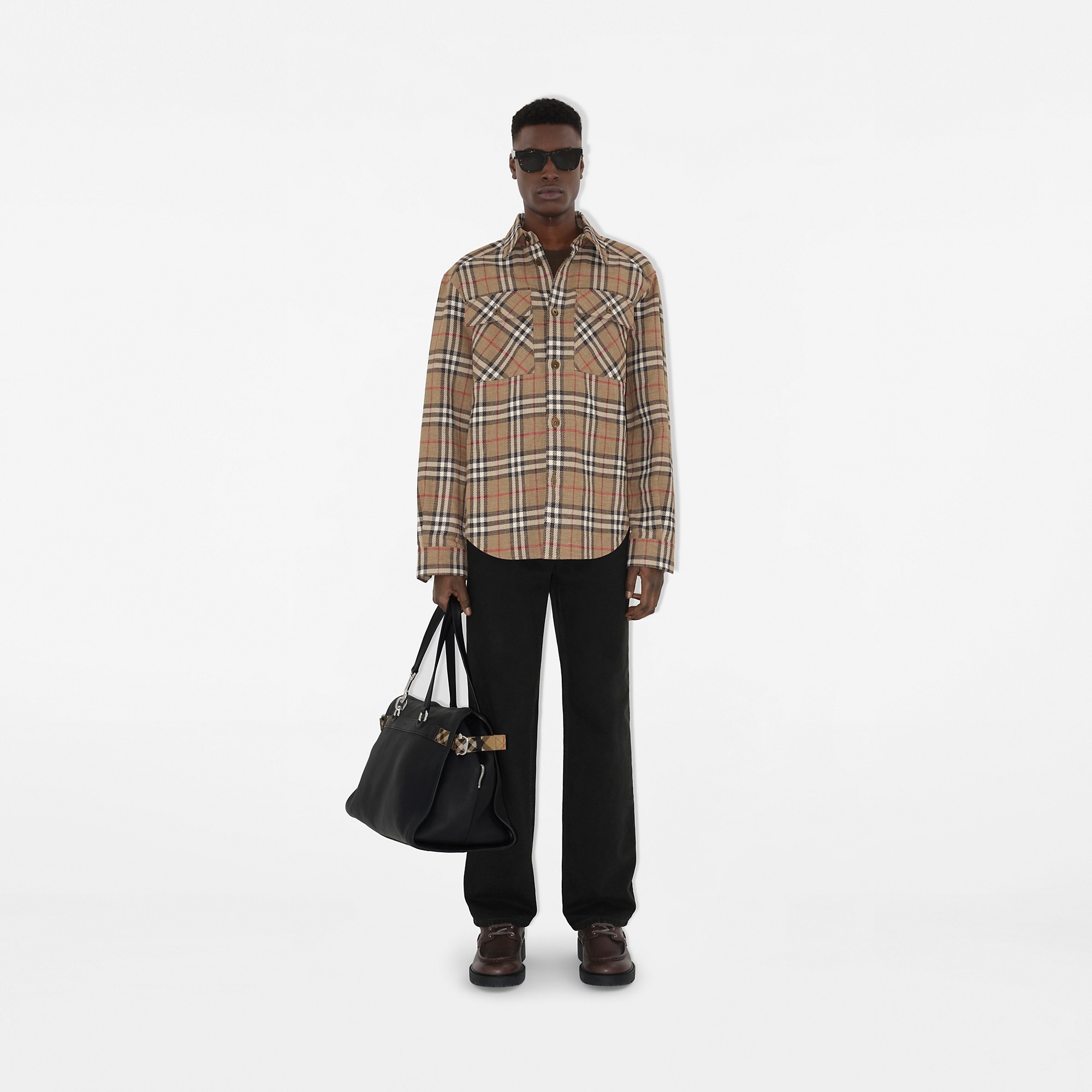 Oversized Fit Check Cotton Linen Shirt - 3