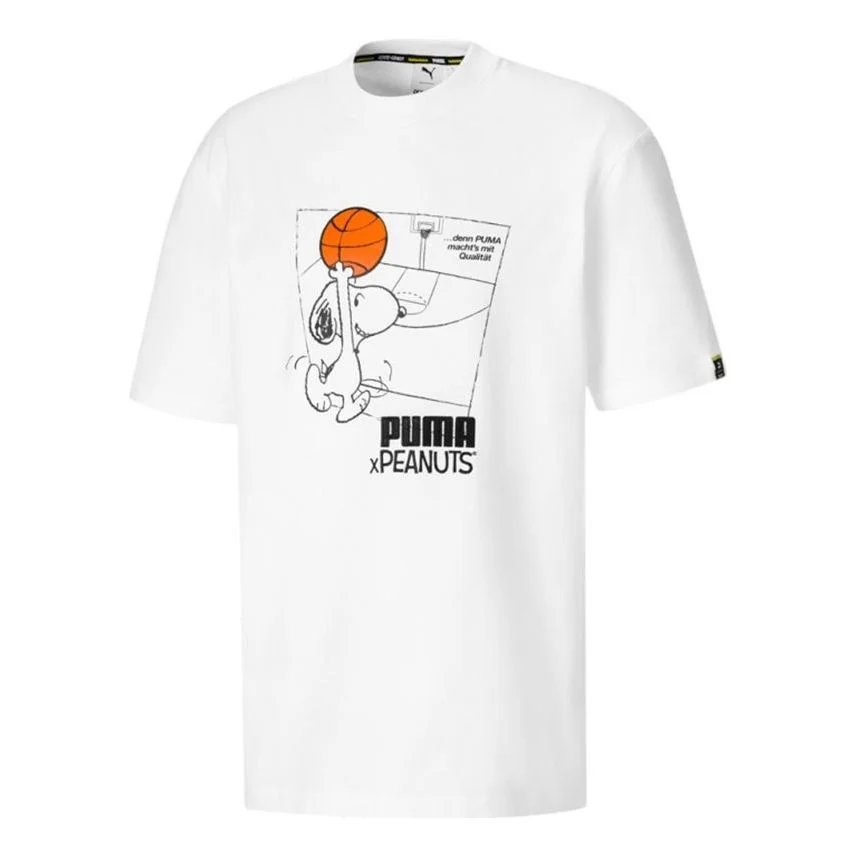 PUMA x PEANUTS Crossover Printing Sports Round Neck Short Sleeve White 530616-02 - 1