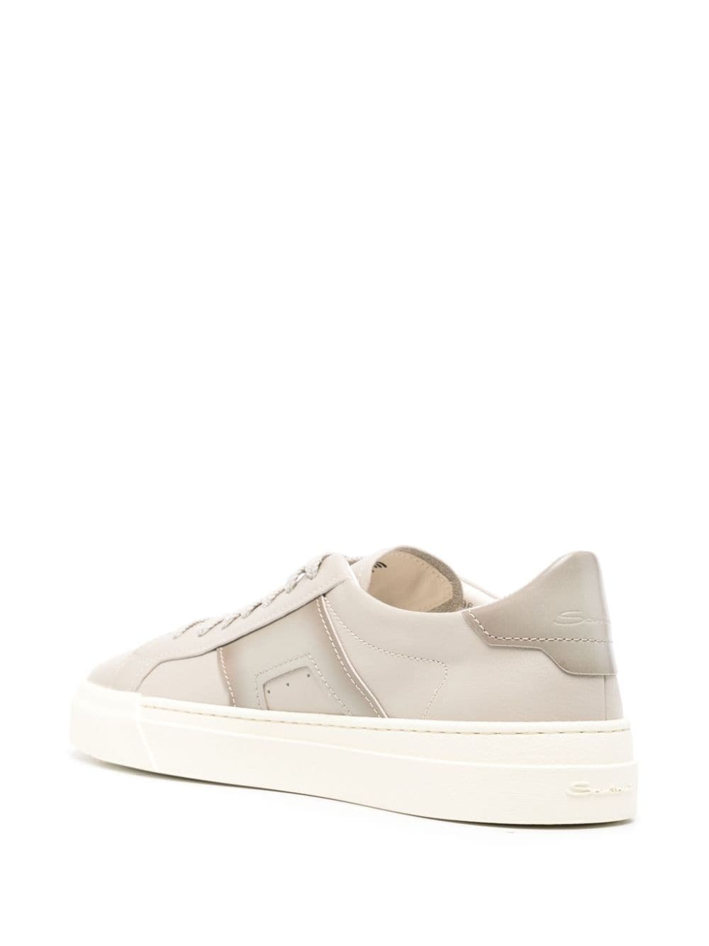 panelled leather sneakers - 3