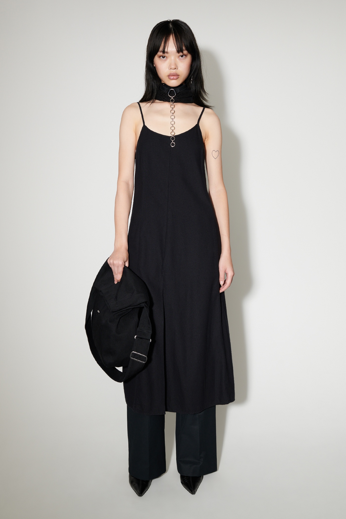 Slip Evening Dress Worn Black Silk Noil - 6