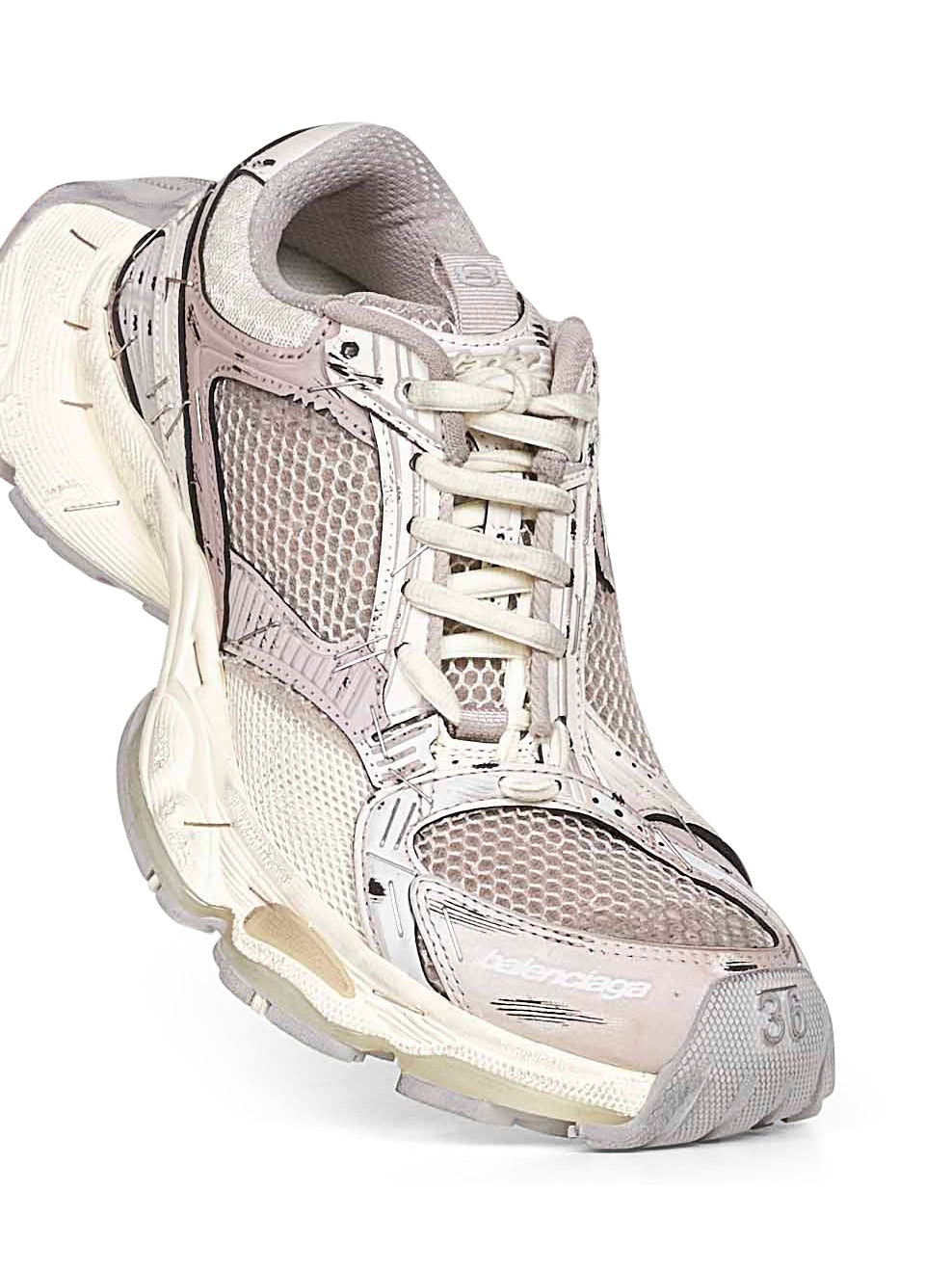 Beige and grey Stapler sneakers - 4