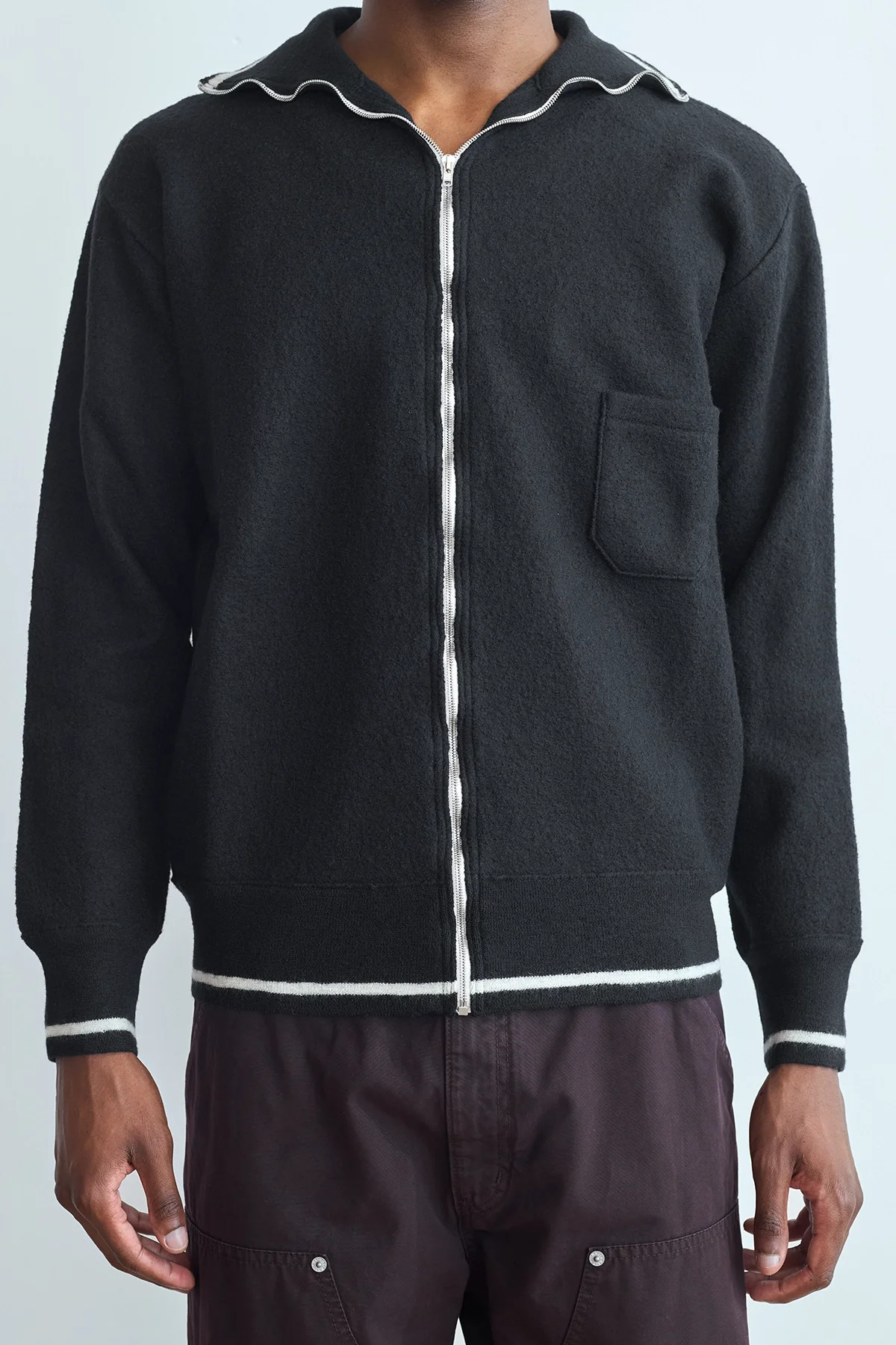 Maison Margiela Zip Up Sweater Black/Off White - 5
