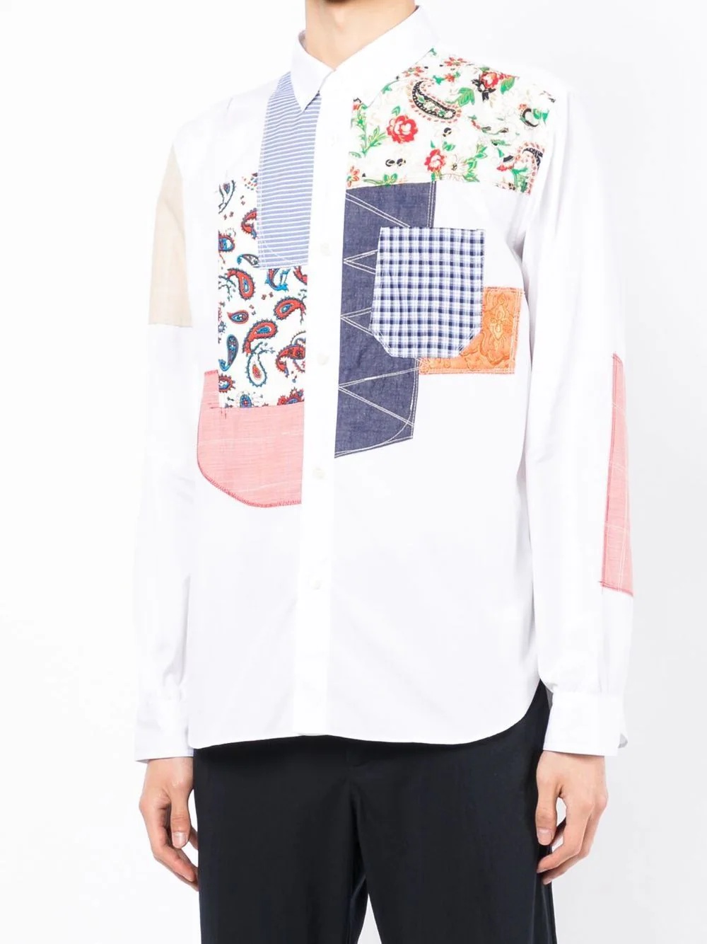 patchwork long-sleeve shirt - 3