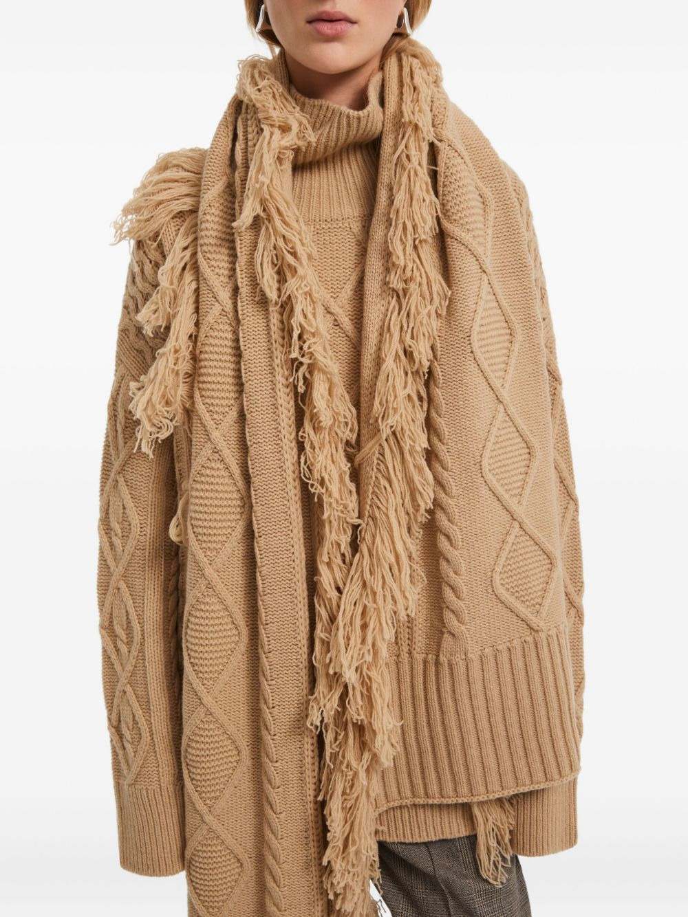 cable-knit fringe scarf - 2