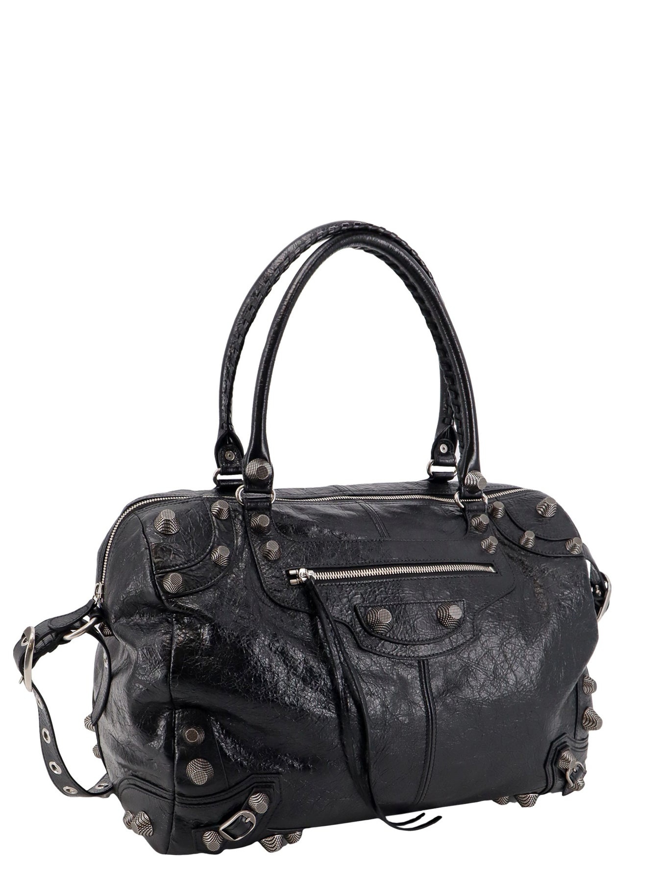 Leather duffle bag with metal detail - 3