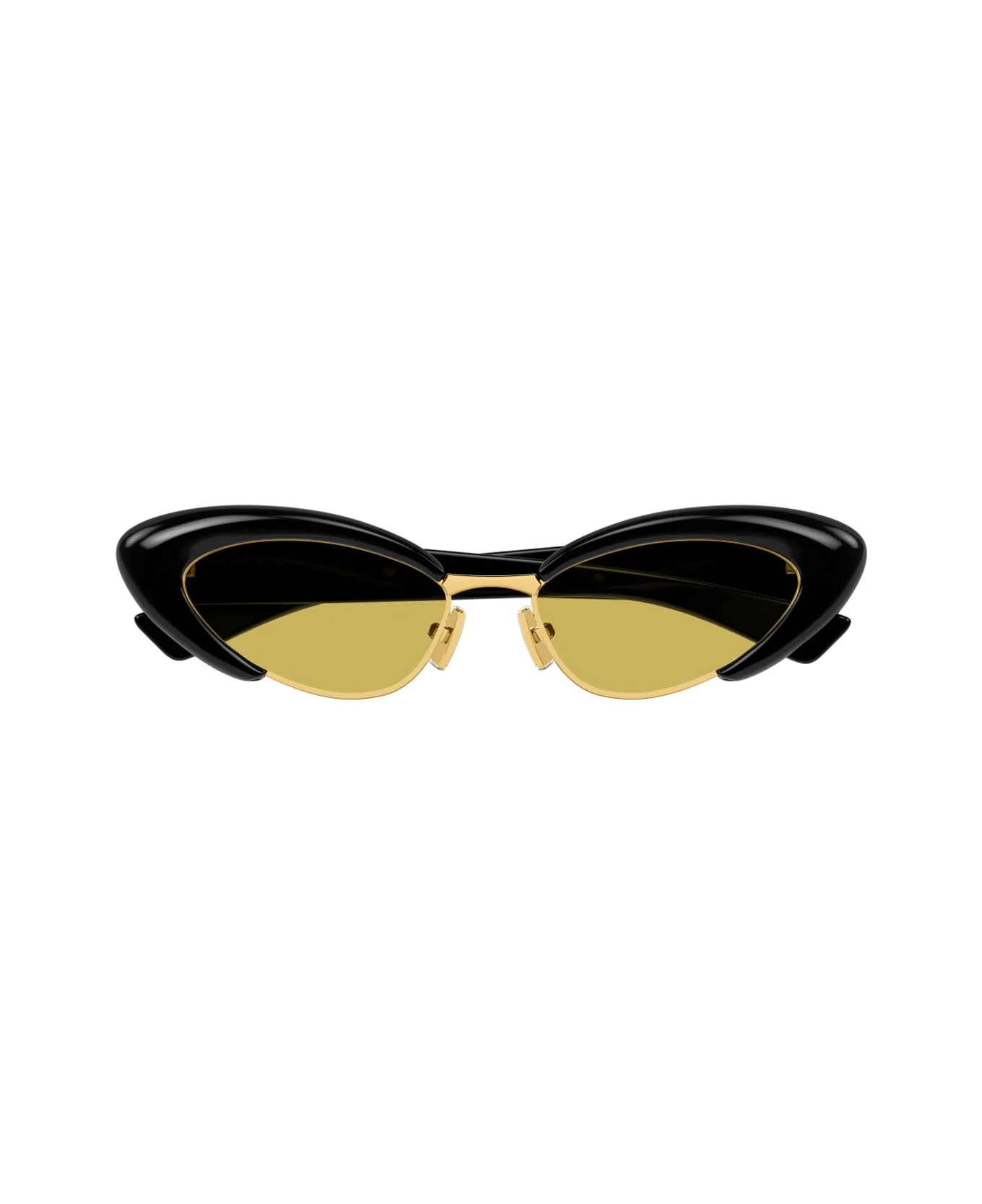 Bottega Veneta Bv1387s Linea Ribbon 001 Black Yellow Sunglasses - 1