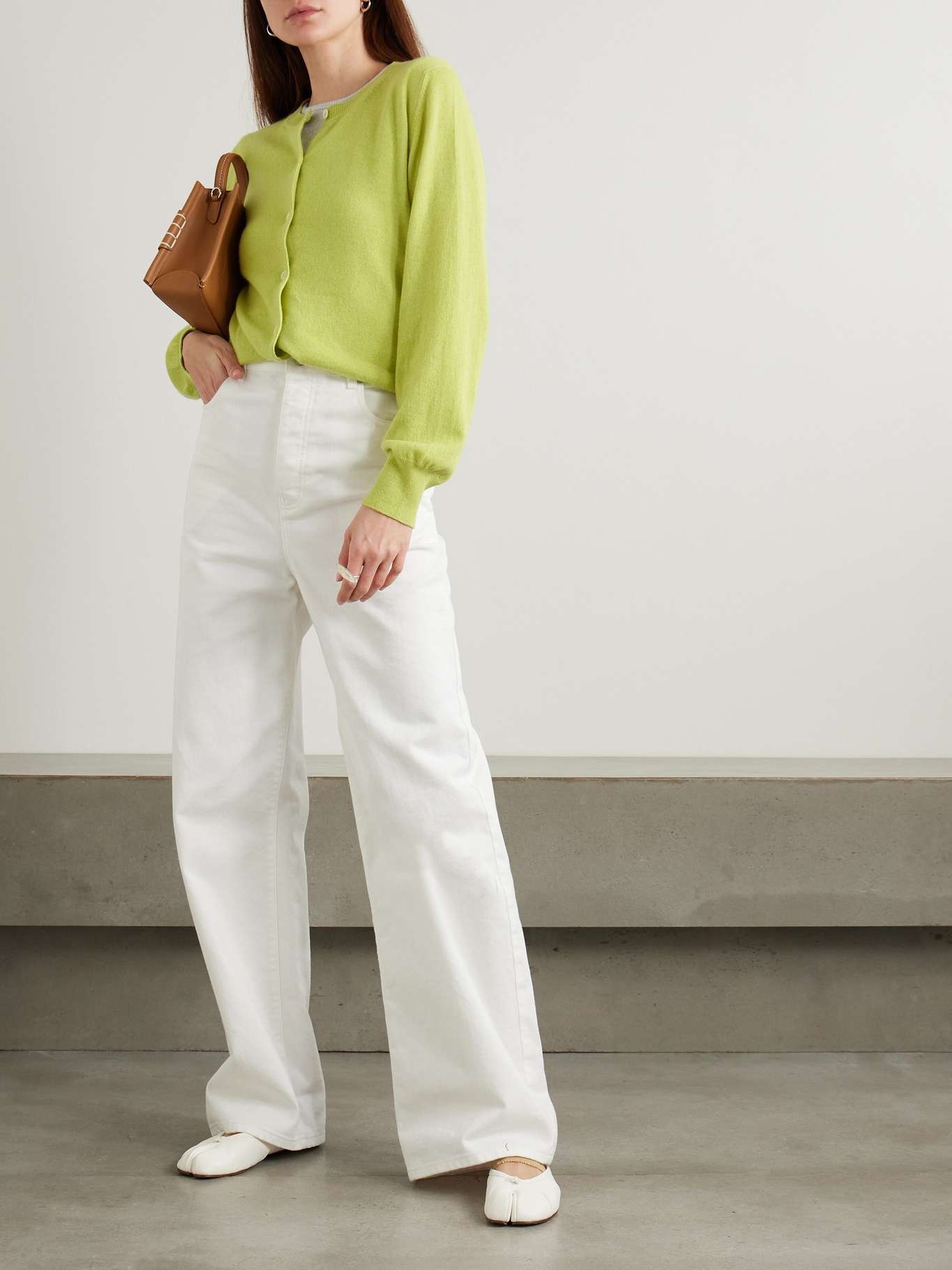 Enya cashmere and cotton-blend cardigan Lime green - 2