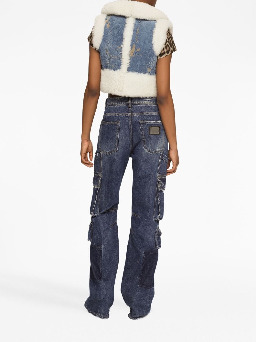 distressed-finish straigh-leg cargo jeans - 4