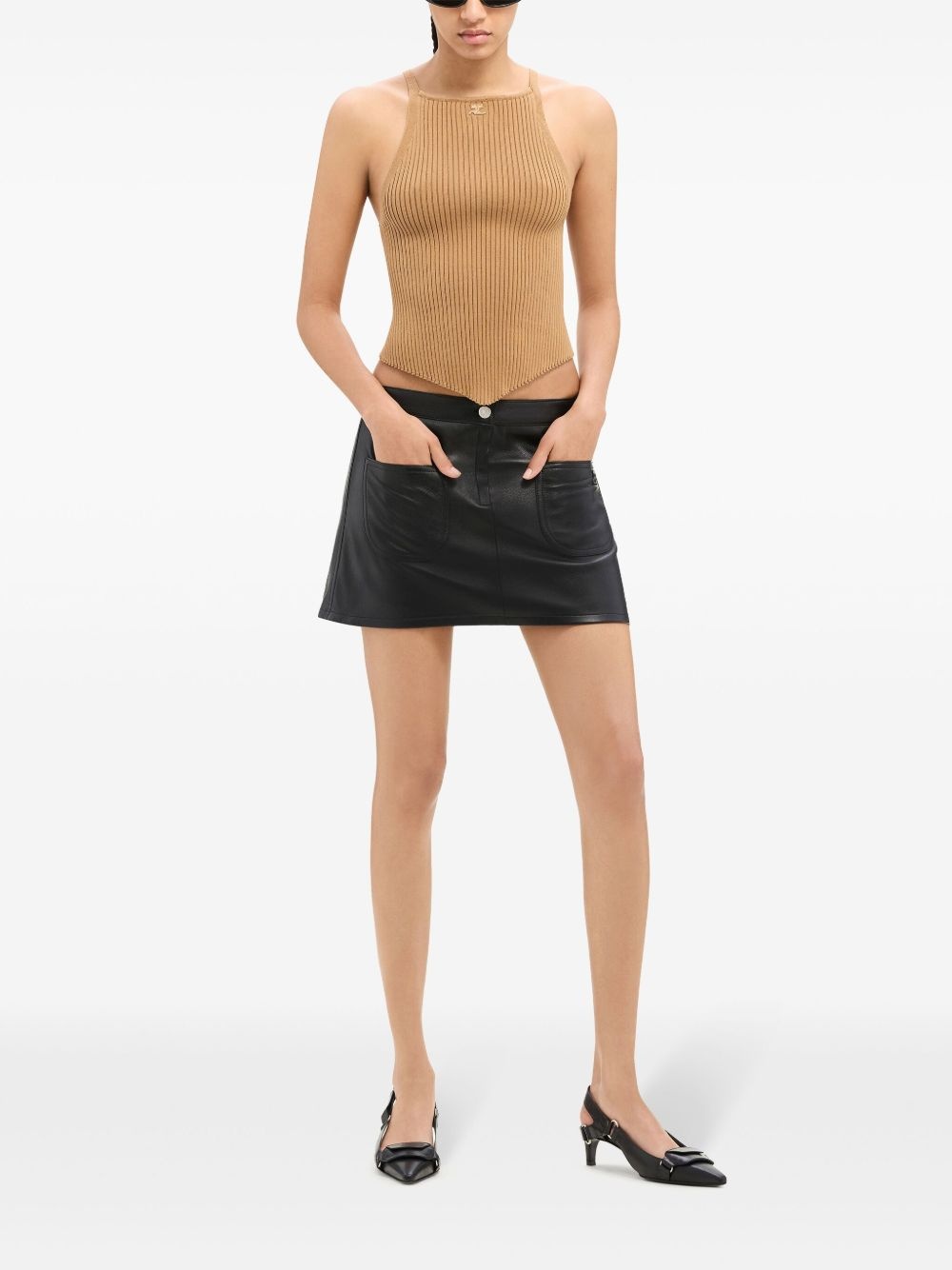 vintage leather mini skirt - 2