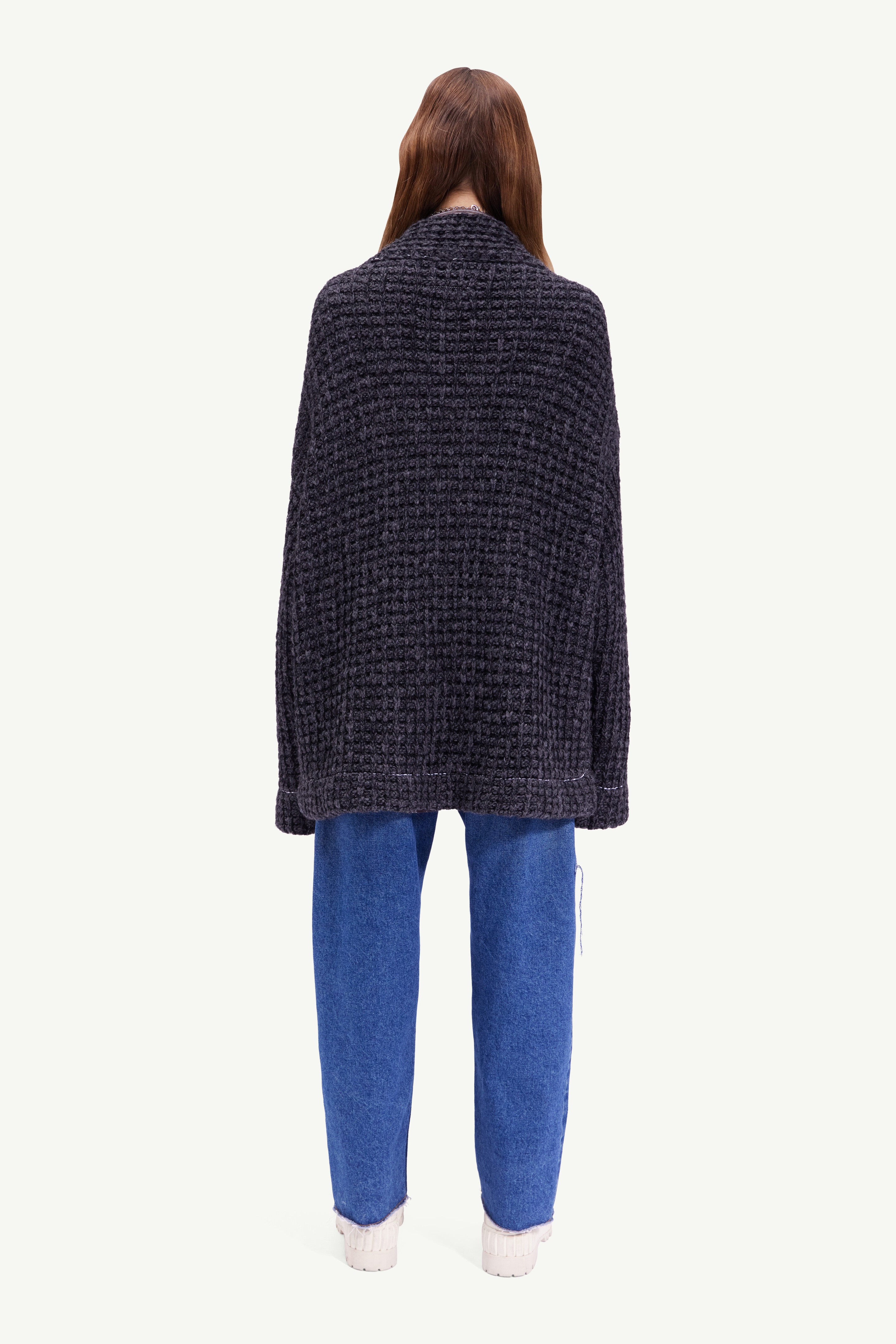 Waffle knit cardigan - 4