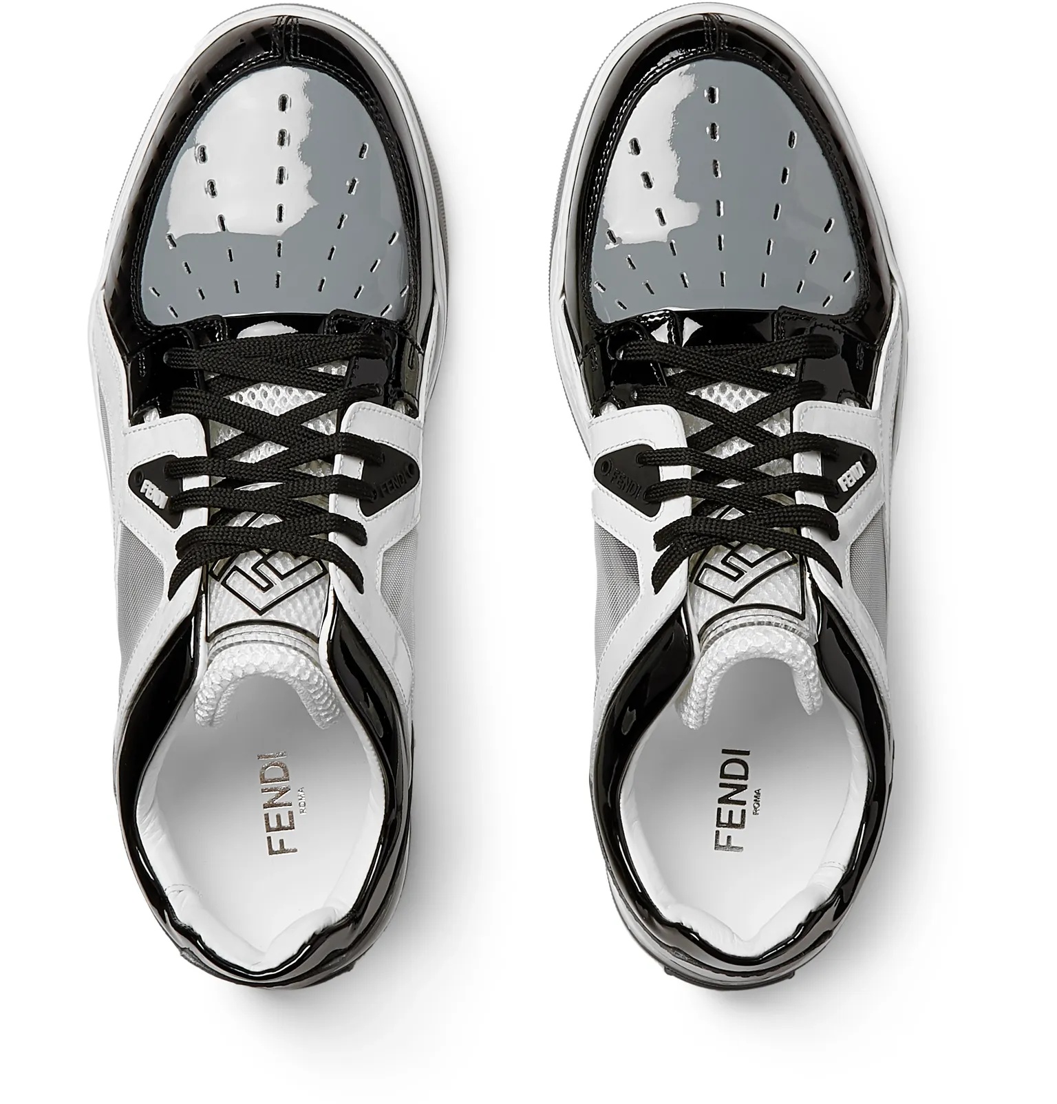 Patent-Leather and Mesh Sneakers - 8