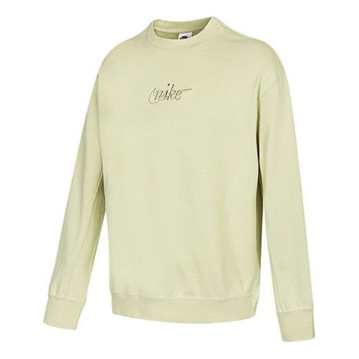 Men's Nike Embroidered Logo Sports Round Neck Pullover Green DR7836-371 - 1