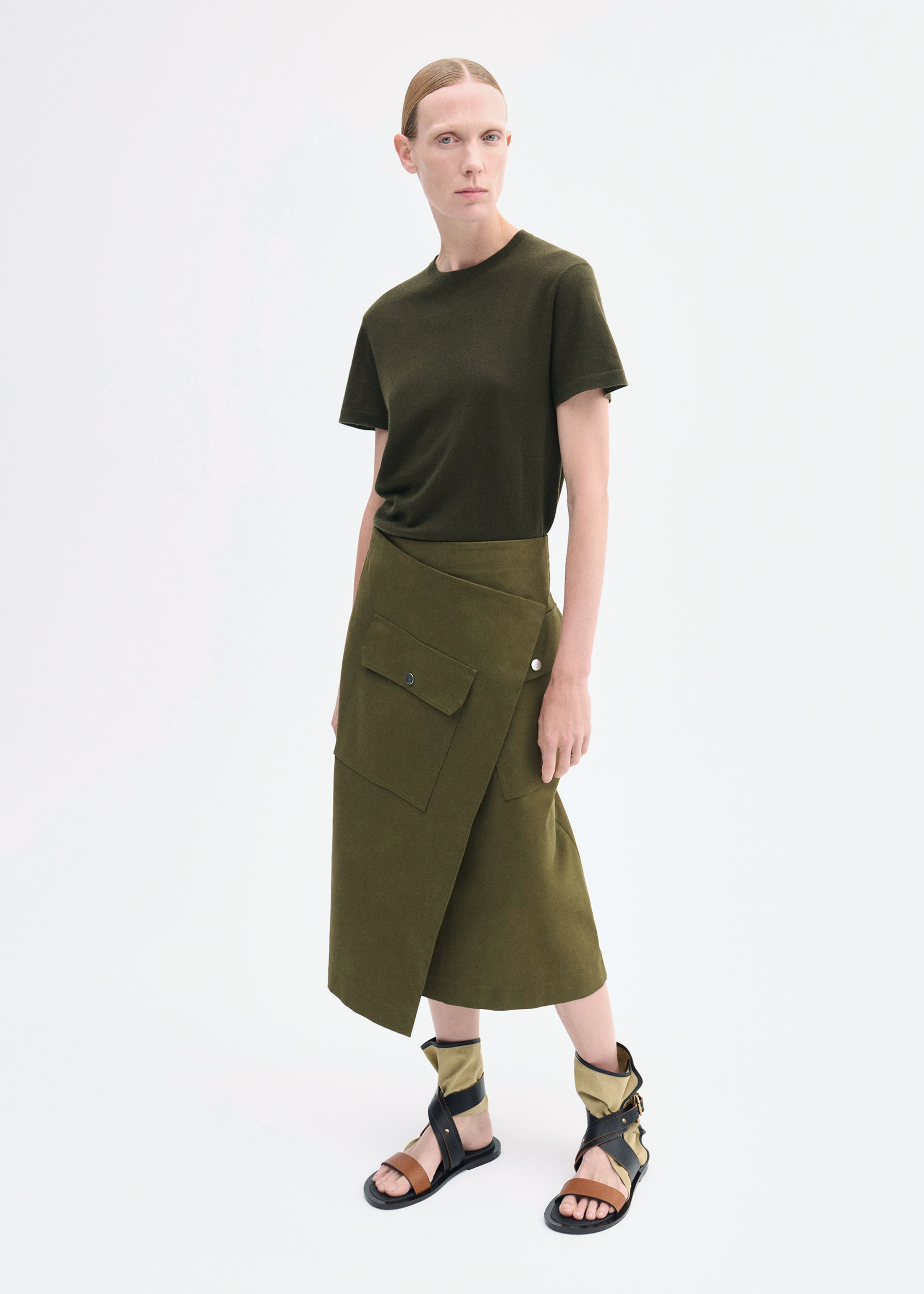 Wrap Skirt in Brushed Cotton - 2
