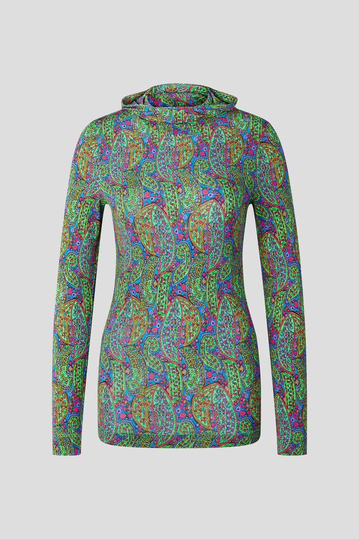 Oliana Hooded long-sleeve top in Green/Violet - 1
