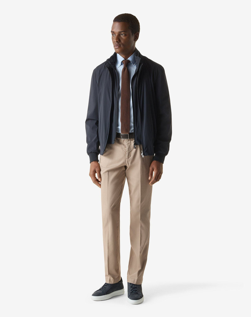 CORNELIANI Beige garment-dyed gabardine trousers outlook