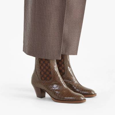FENDI Brown leather boots with medium heel outlook