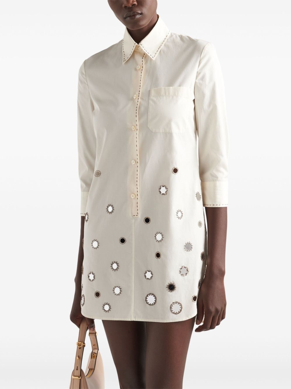 appliquÃ©-detail cotton shirtdress - 3