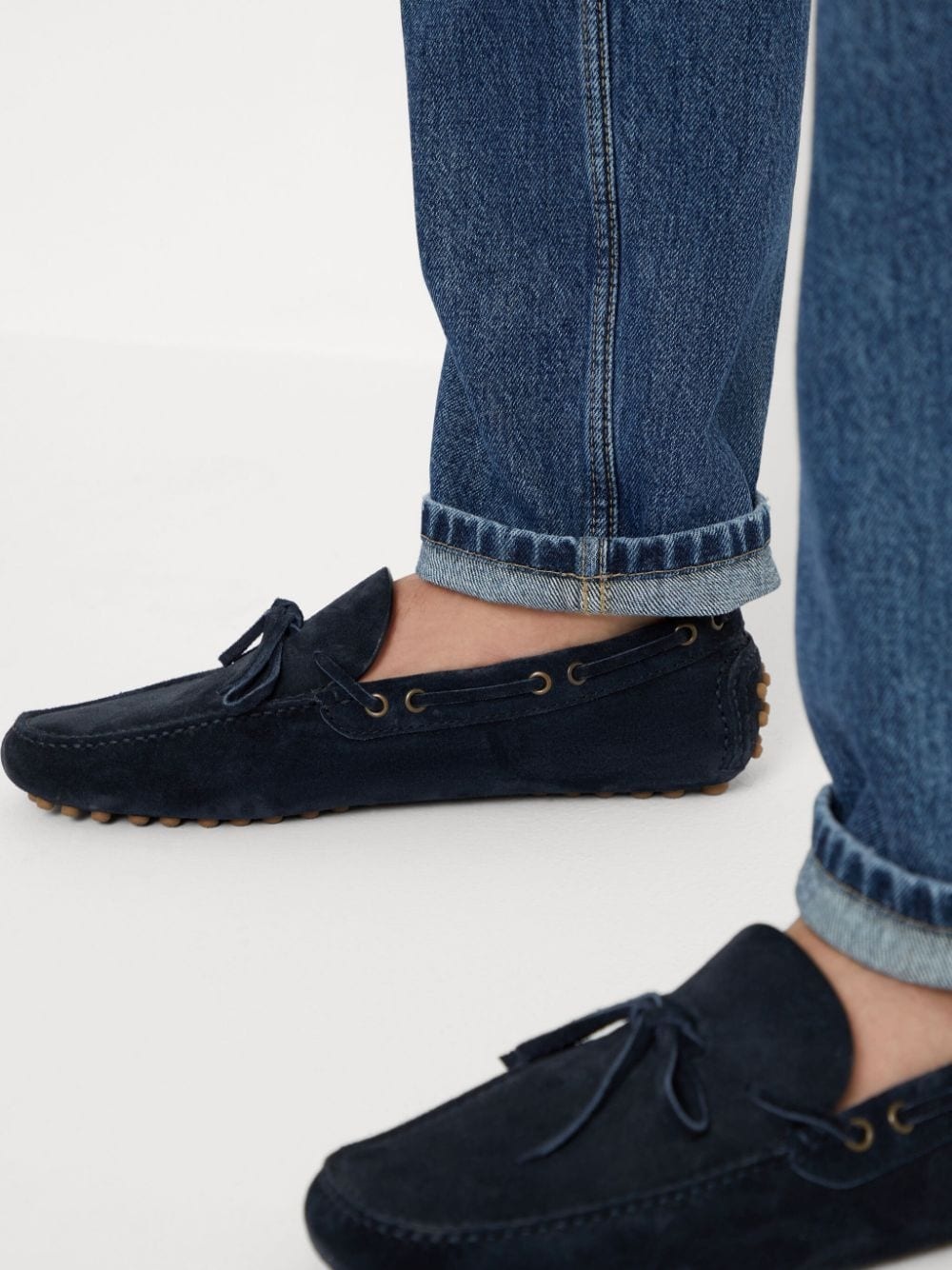 lace-detailed suede loafers - 5