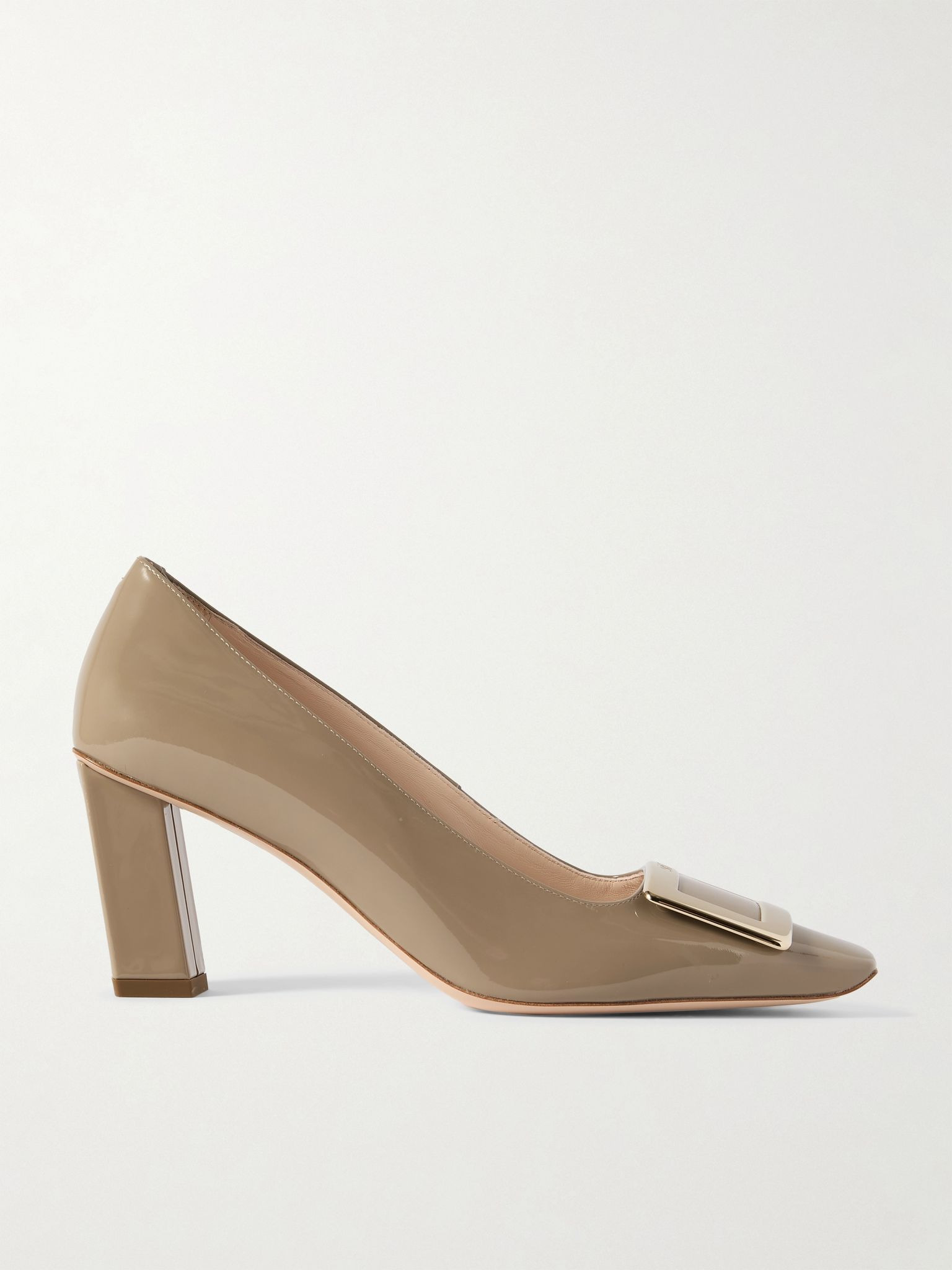 Belle Vivier 75 buckled patent-leather pumps Beige - 1