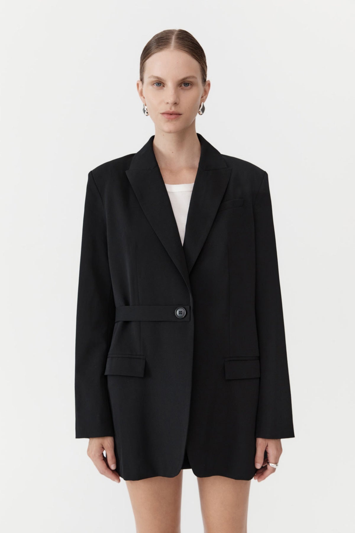 Belt Detail Blazer - Black - 2