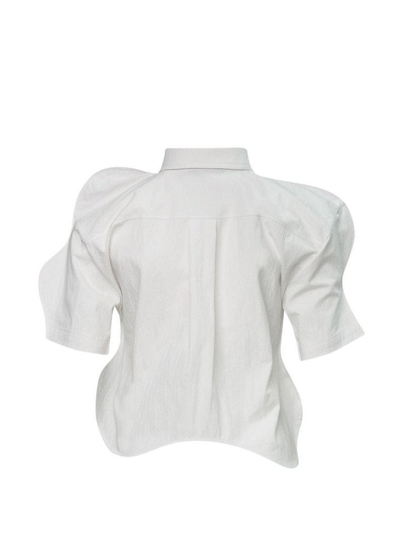 pushBUTTON wavy-hem short-sleeve shirt outlook