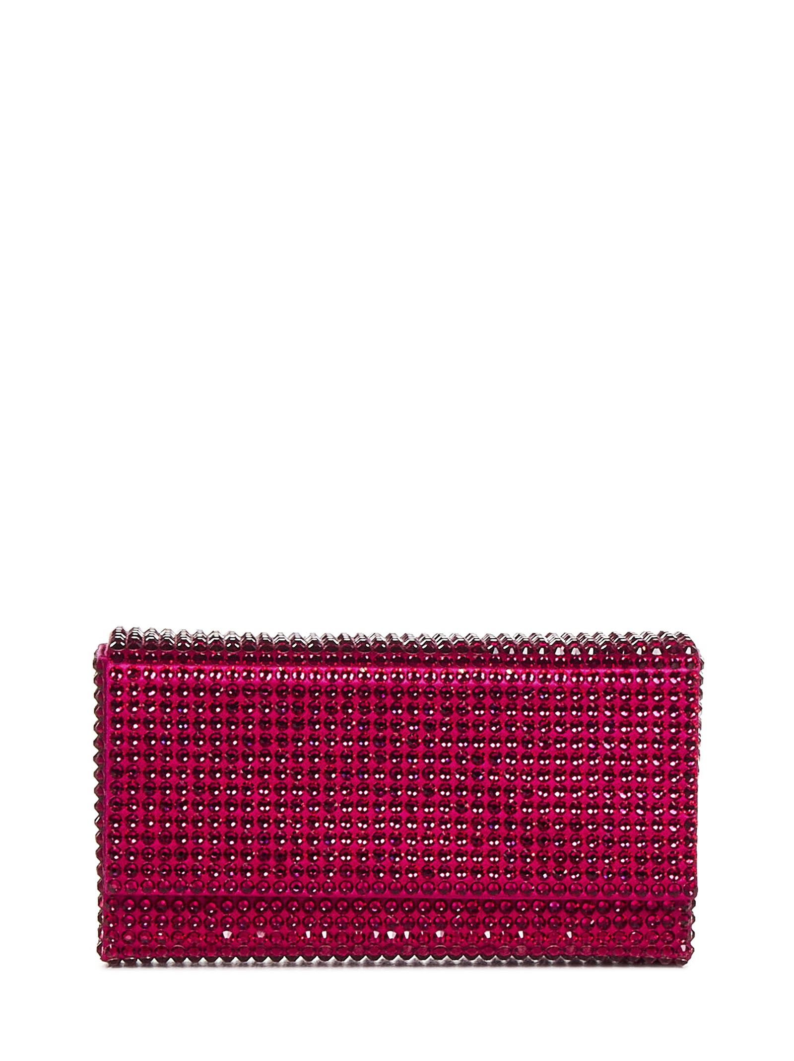 SUPER AMINI PALOMA ruby clutch in satin and crystals with chain shoulder strap. - 1