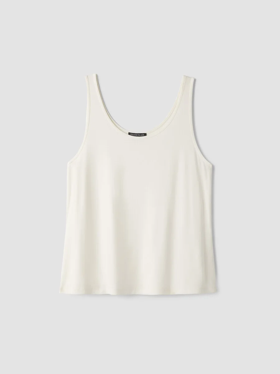 Stretch Silk Jersey Scoop Neck Tank - 1