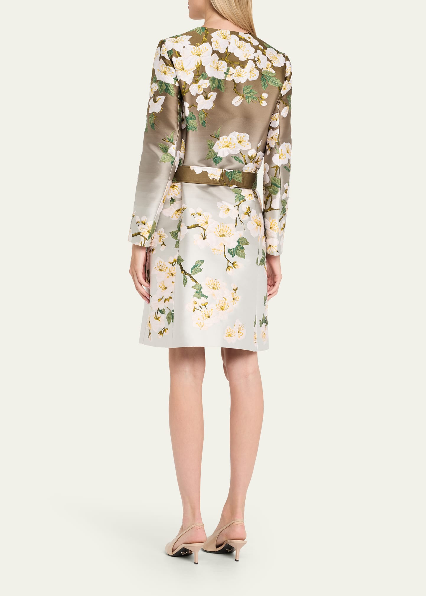 Cherry Blossom Degrade Jacquard Tie Coat - 3