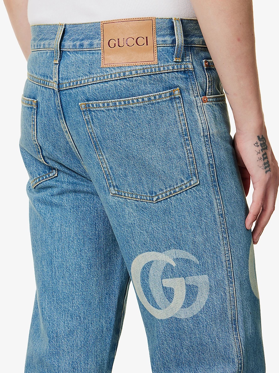 GUCCI Cropped straight-leg mid-rise denim jeans | selfridges