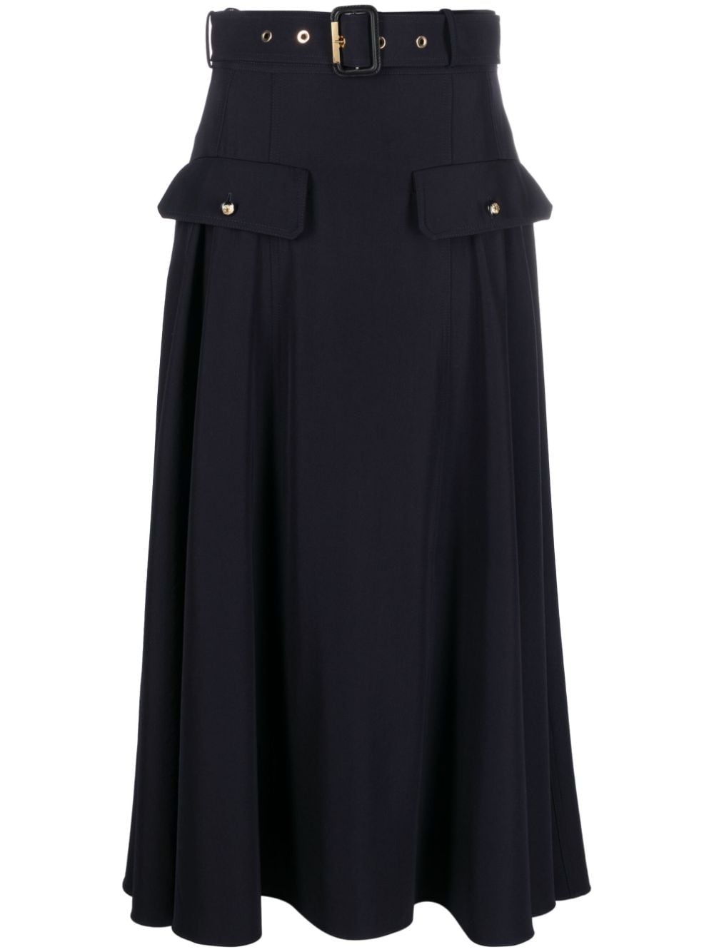 belted wool-blend skirt - 1
