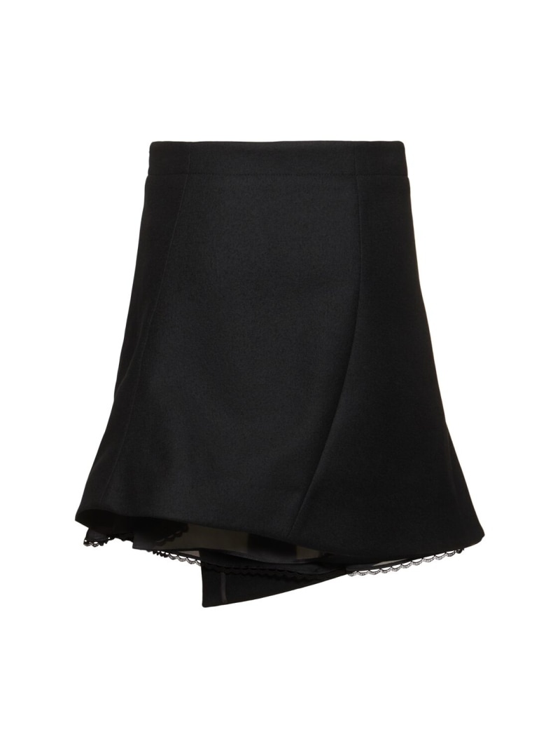 Asymmetric wool melton mini skirt - 5