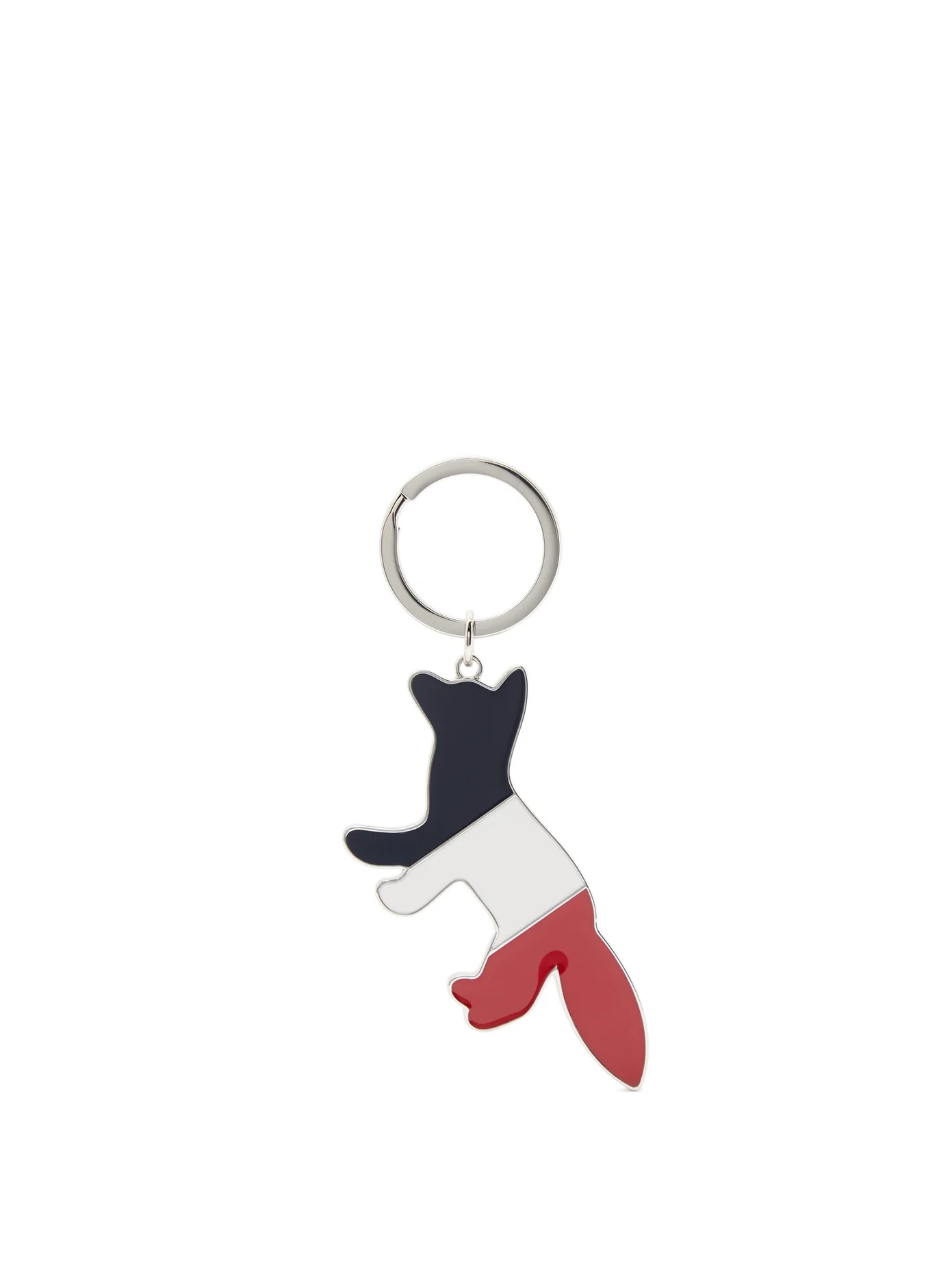 Logo-engraved Tricolour-Fox metal key ring - 1