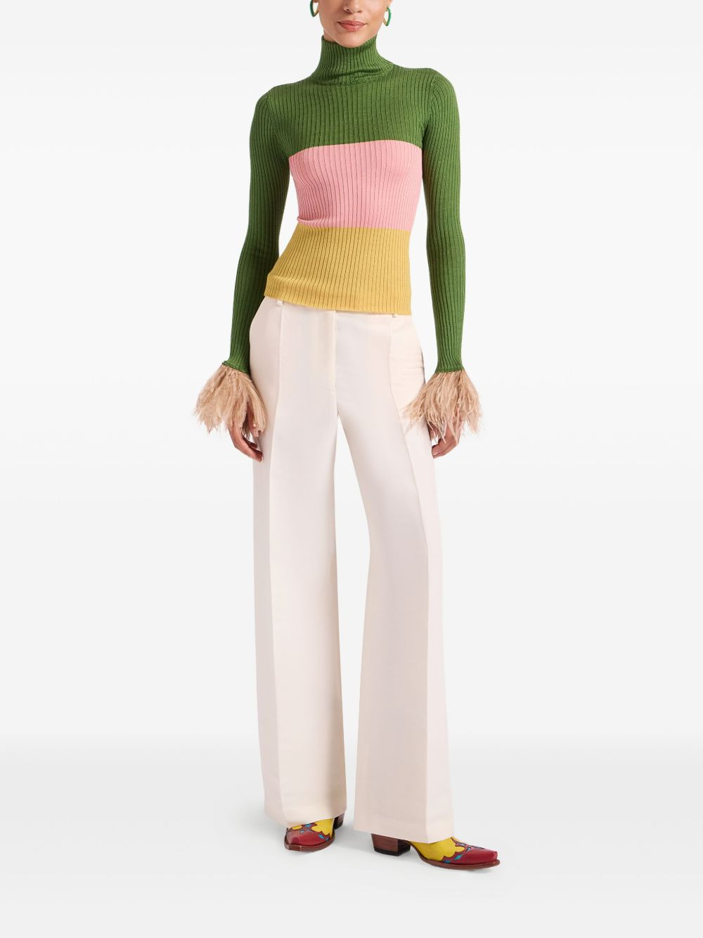 embroidered-logo feather-cuffs sweater - 3