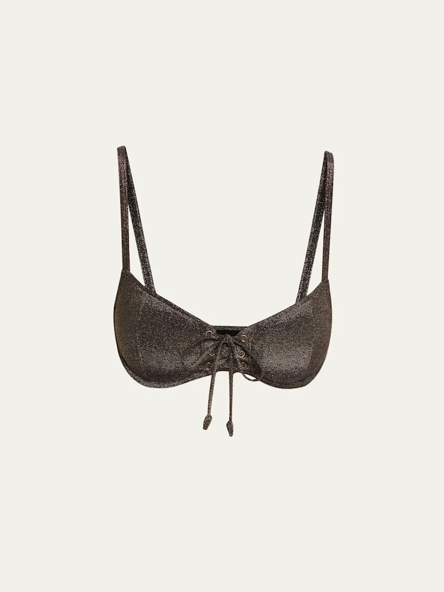 Noa Tie-Front Bikini Top - 1