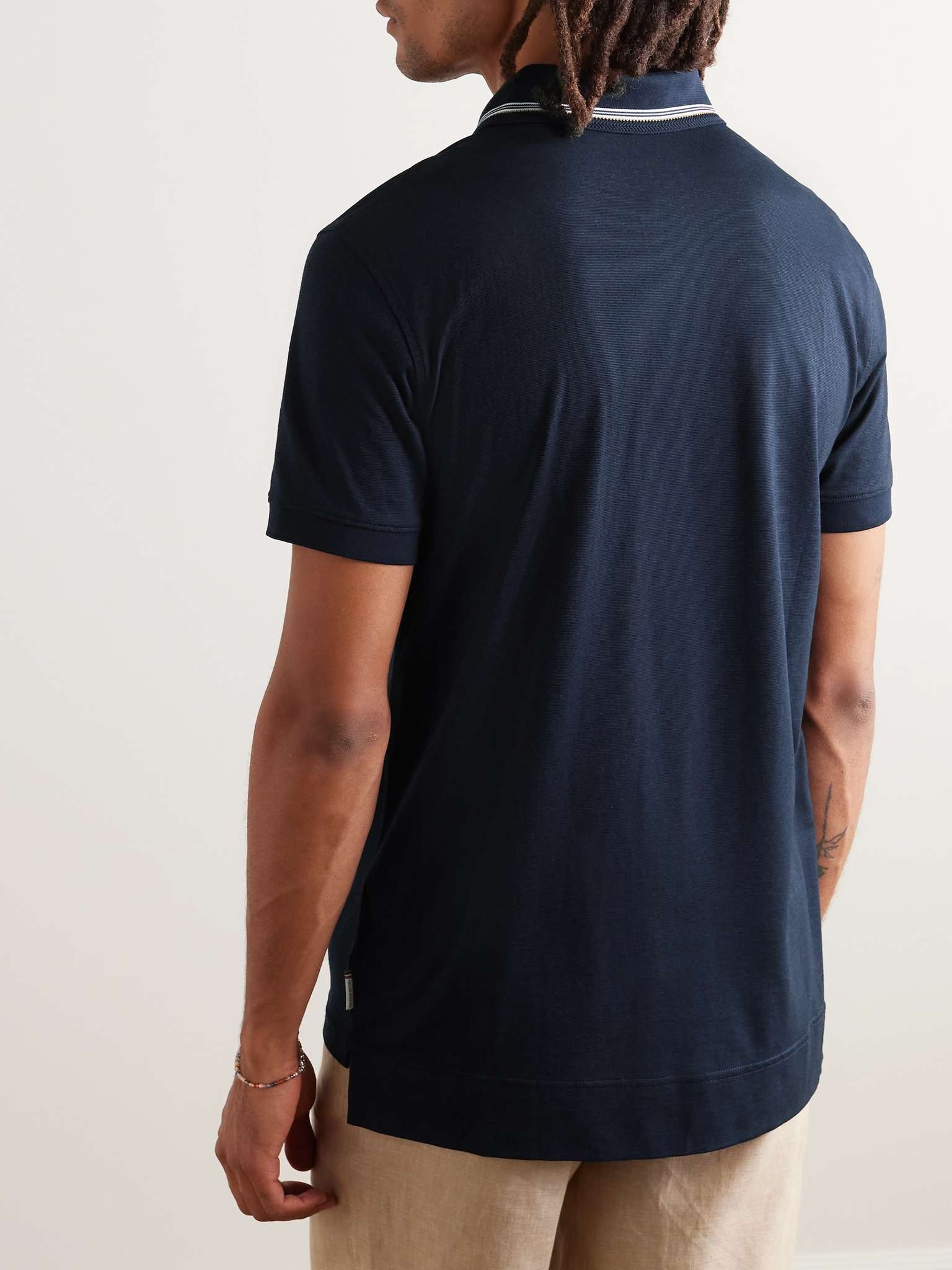 Dominic Striped Organic Cotton and Lyocell-Blend Polo Shirt - 3