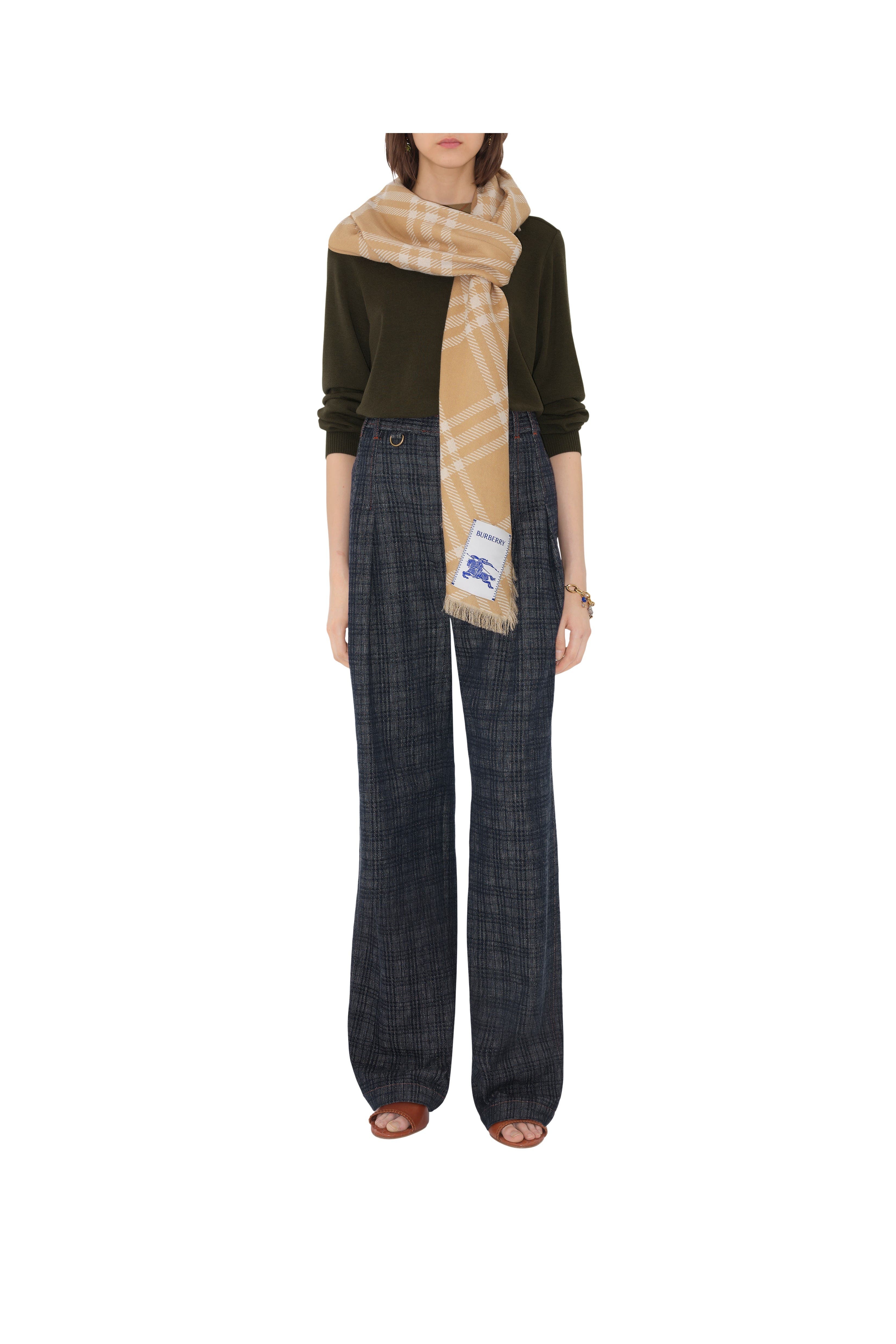 burberry Wide Check Wool Silk Scarf in Sand/ecru at Nordstrom - 3
