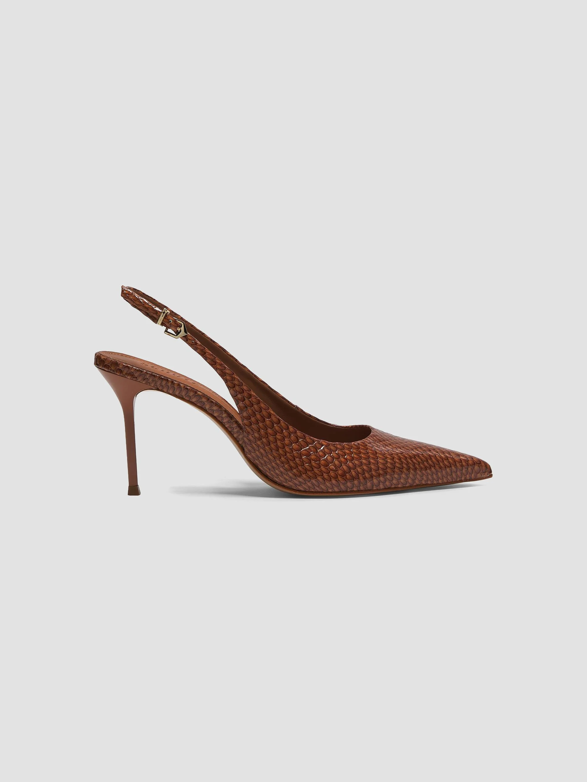 Women's Paola 90MM Snake-Embossed Leather Slingback Pumps - Miele - 1