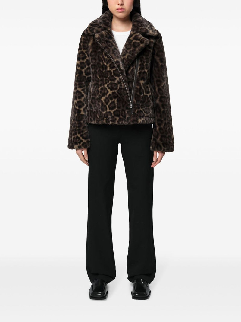 APPARIS leopard-print zippered faux-fur jacket outlook