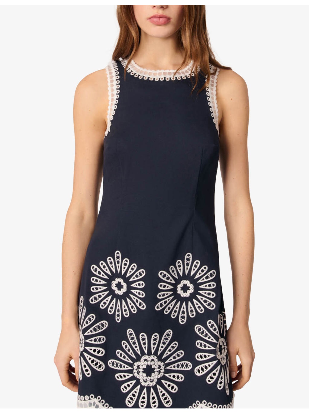 Crochet-Trim Sleeveless Stretch-Cotton Mini Dress - 5
