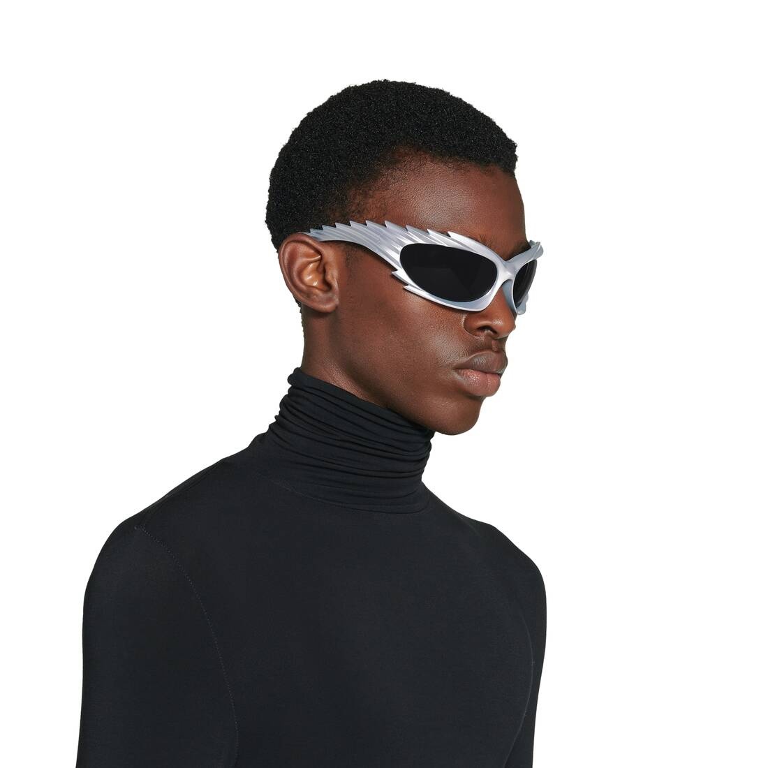 Balenciaga Gunmetal Rectangular Sunglasses