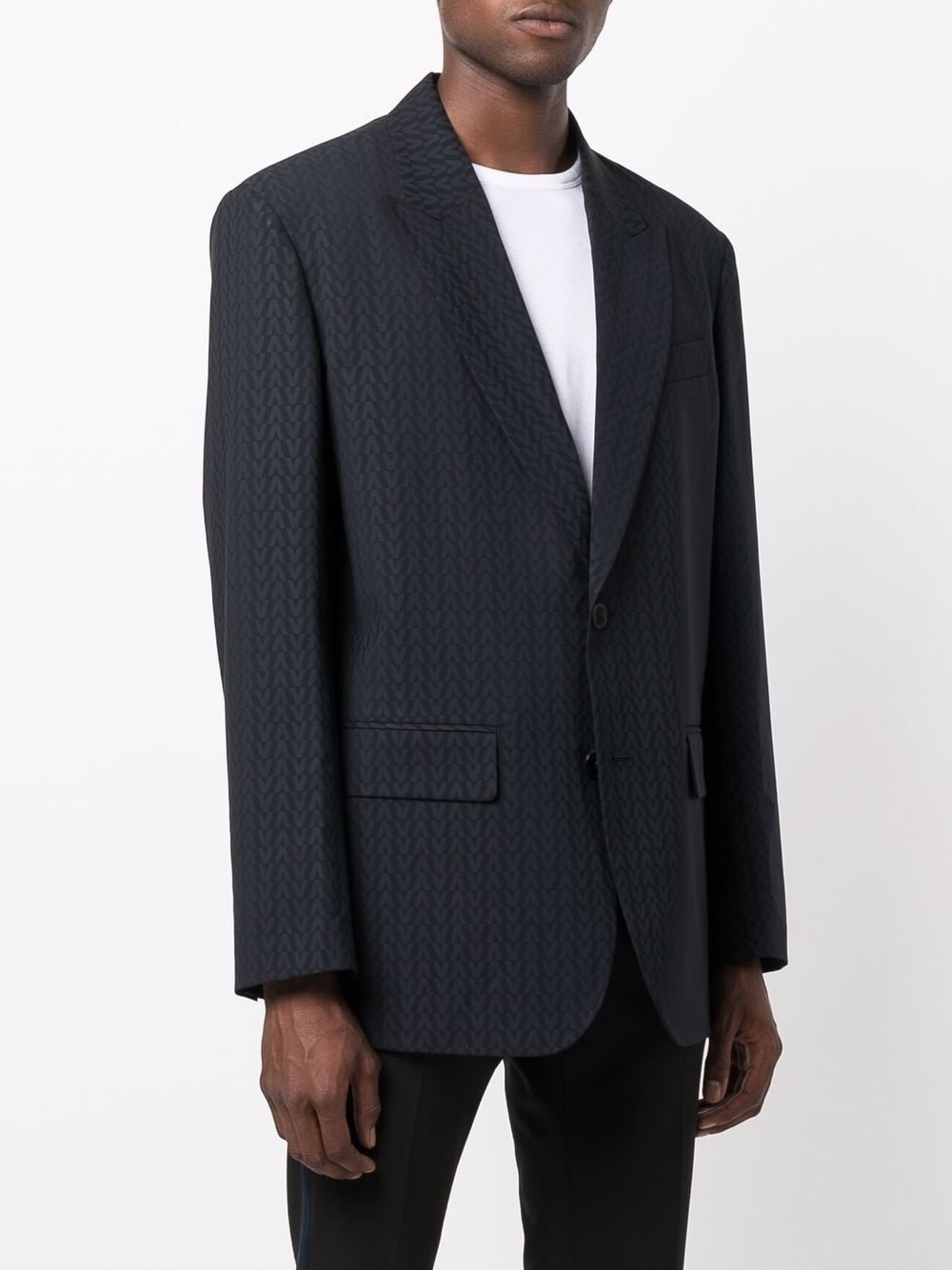 monogram-jacquard wool jacket - 3