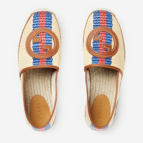 Gucci Raffia Interlocking G Web Espadrilles - 3
